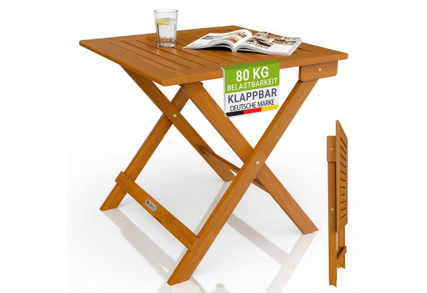 Juskys Gartentisch Zadar, Robustes Akazienholz, Klapptisch platzsparend, Leicht und mobil – Bild 2 von 5