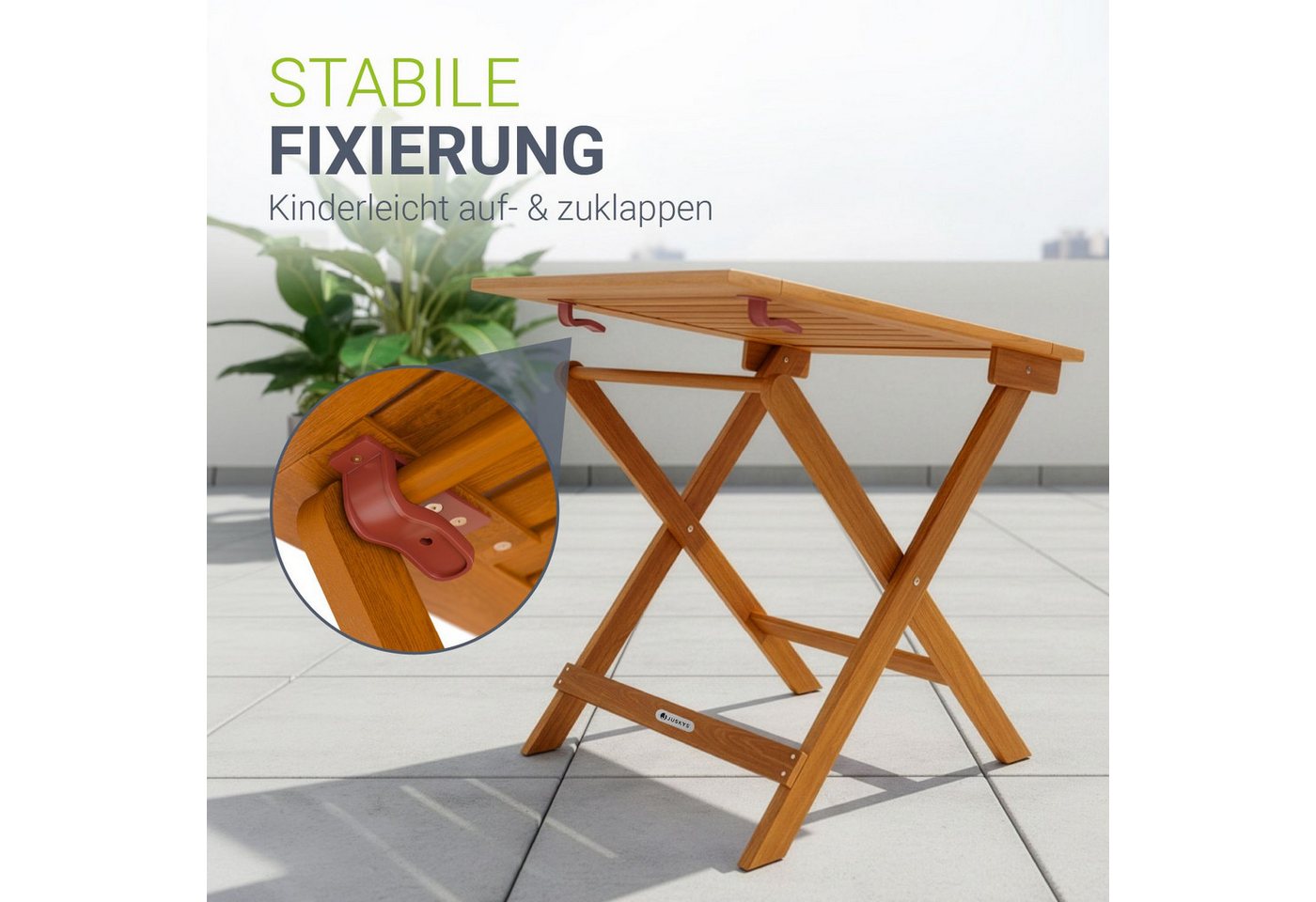 Juskys Gartentisch Zadar, Robustes Akazienholz, Klapptisch platzsparend, Leicht und mobil – Bild 5 von 5