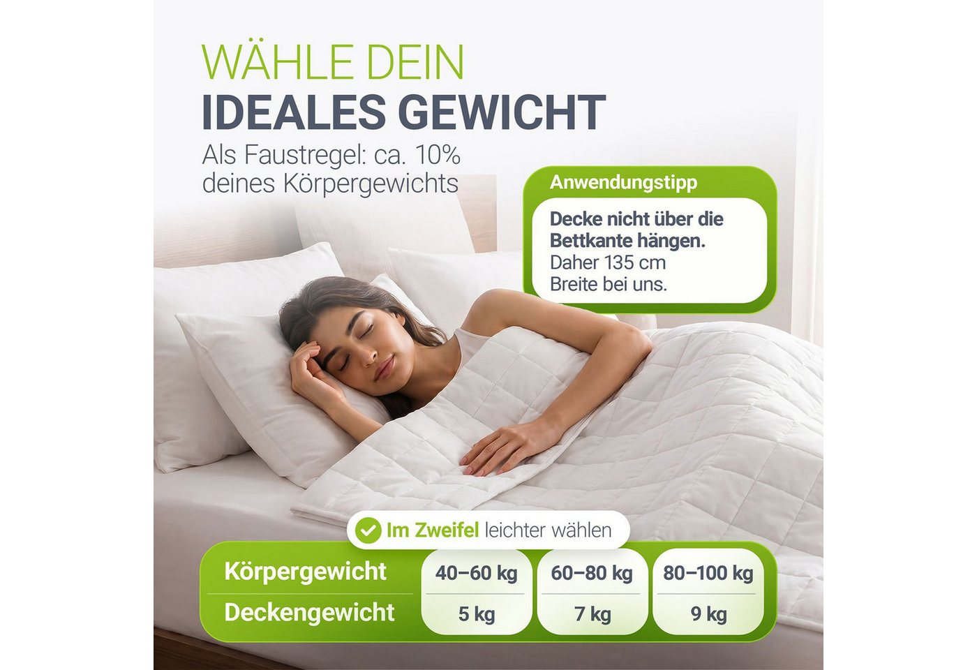 Juskys Gewichtsdecke, Füllung: Glasperlen, Schichten, gegen Stress & unruhigen Schlaf, Baumwolle & Glasperlen – Bild 4 von 5