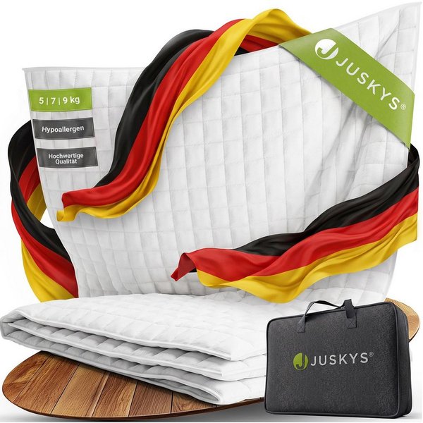 Juskys Gewichtsdecke, Füllung: Glasperlen, Schichten, gegen Stress & unruhigen Schlaf, Baumwolle & Glasperlen