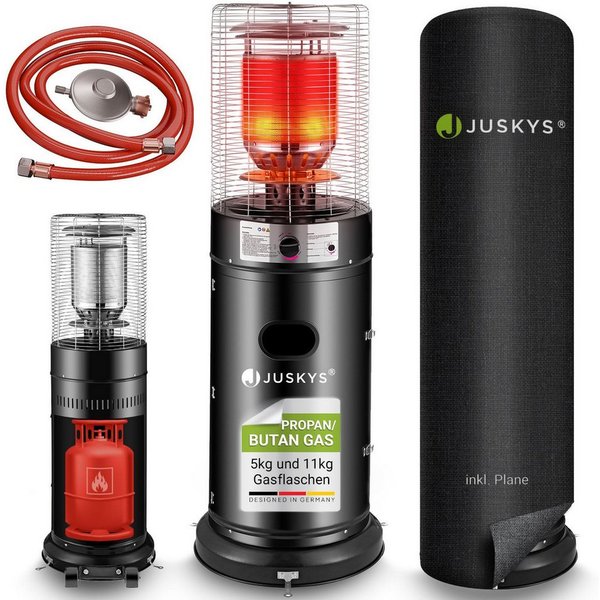 Juskys Heizstrahler Cuna, 11000 W, integrierter Kippschutz, Inkl. Druckminderer, robuste Schutzhülle