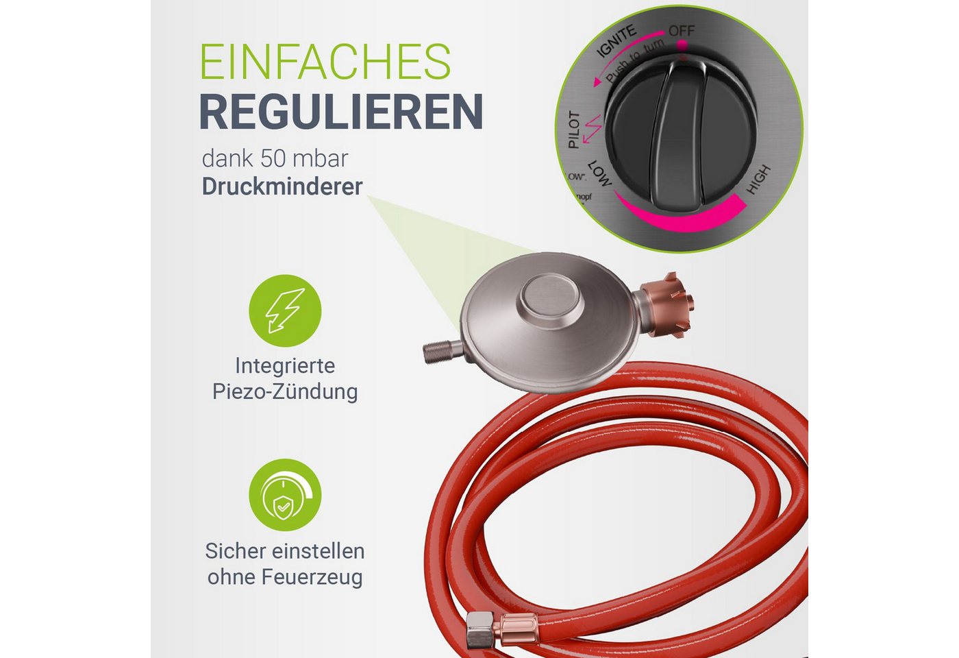 Juskys Heizstrahler Cuna, 11000 W, integrierter Kippschutz, Inkl. Druckminderer, robuste Schutzhülle – Bild 2 von 5