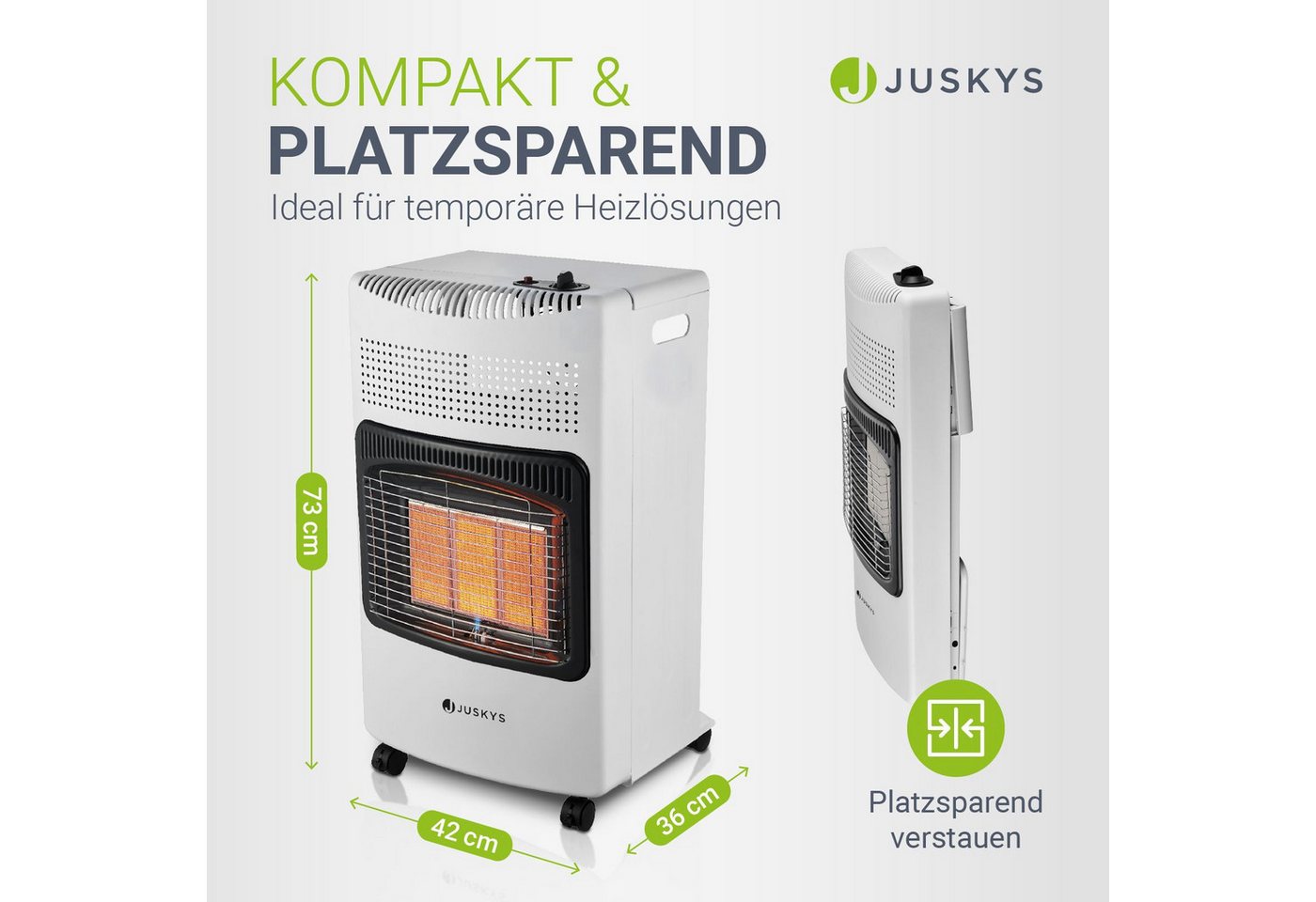 Juskys Heizstrahler GS42US, 4200 W, stark und energiesparend, 3-Stufen-Wärme-Regler, Gasflaschenhalterung – Bild 4 von 5