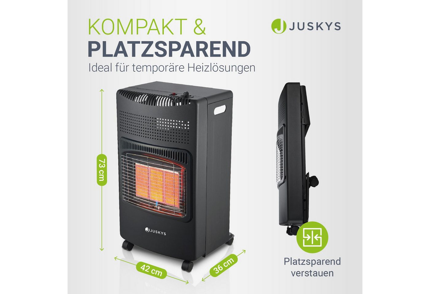 Juskys Heizstrahler GS42US, 4200 W, stark und energiesparend, 3-Stufen-Wärme-Regler, Gasflaschenhalterung – Bild 4 von 5