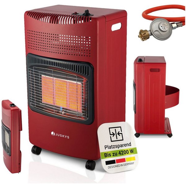 Juskys Heizstrahler GS42US, 4200 W, stark und energiesparend, 3-Stufen-Wärme-Regler, Gasflaschenhalterung