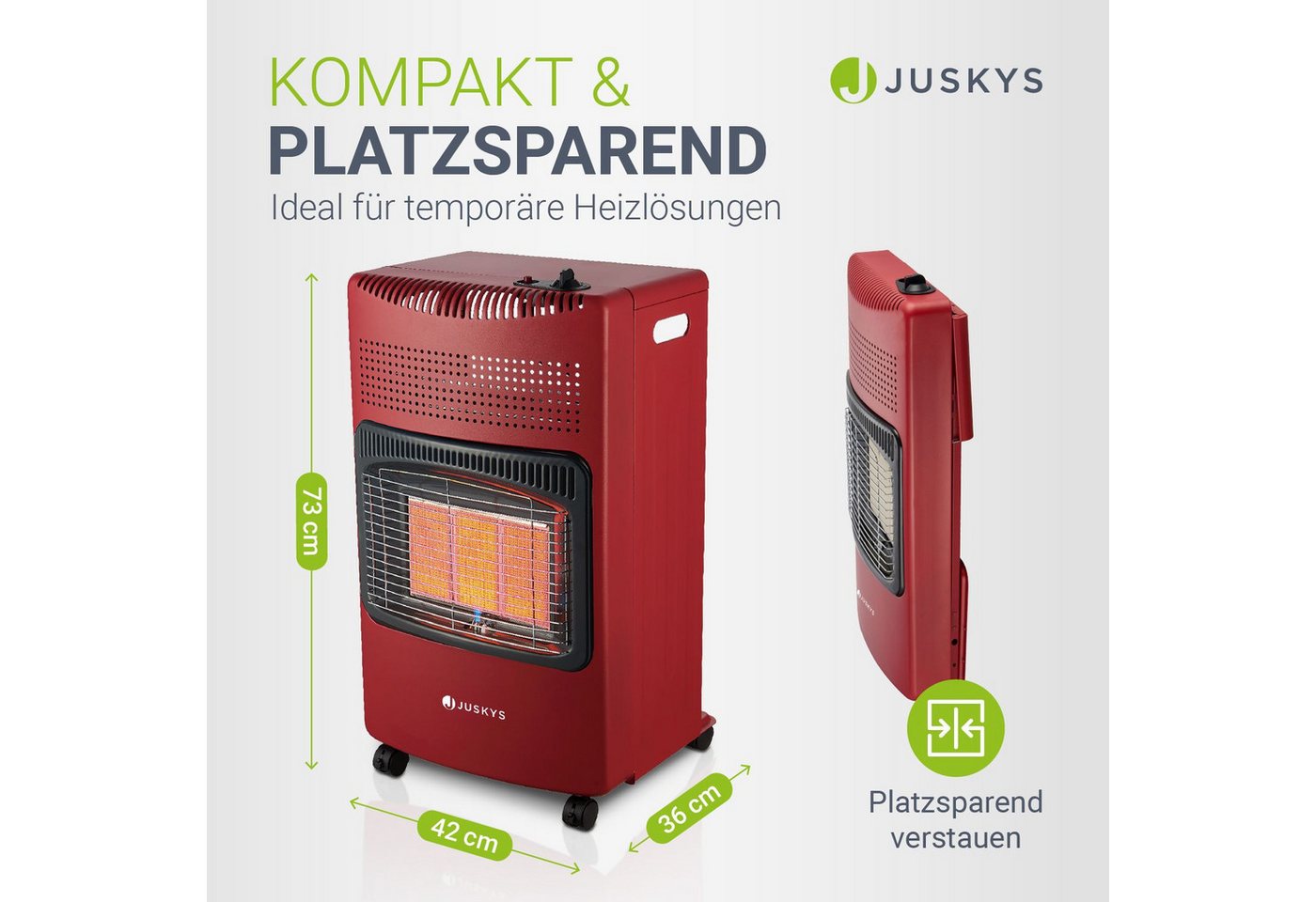 Juskys Heizstrahler GS42US, 4200 W, stark und energiesparend, 3-Stufen-Wärme-Regler, Gasflaschenhalterung – Bild 4 von 5