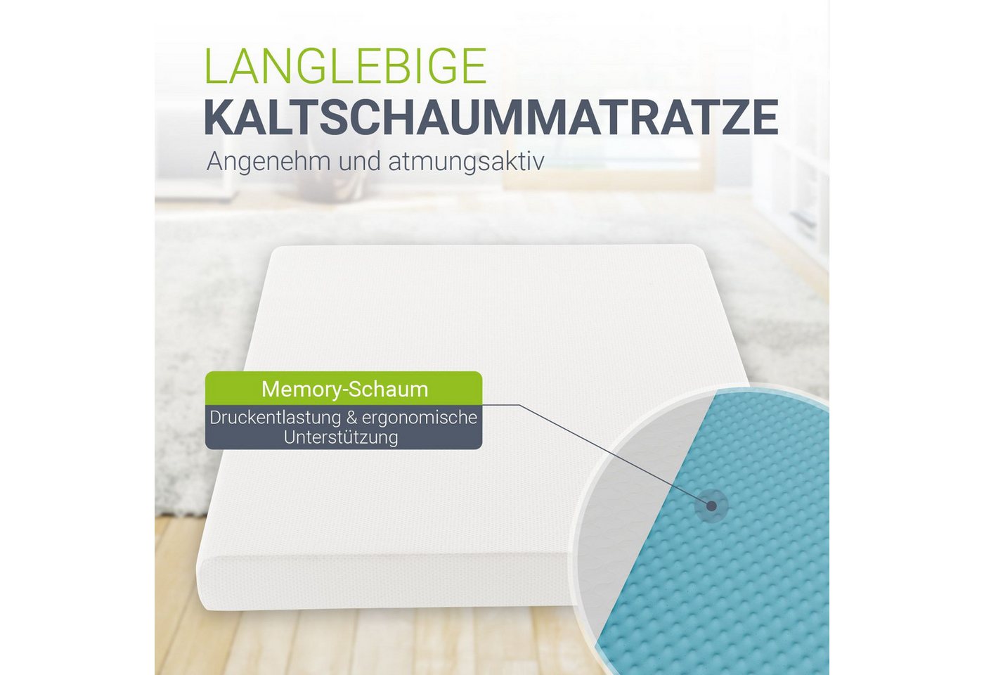 Kaltschaummatratze, Juskys, 16 cm hoch, Gute Luftzirkulation, optimaler Schlafkomfort, leicht und wendig – Bild 3 von 5