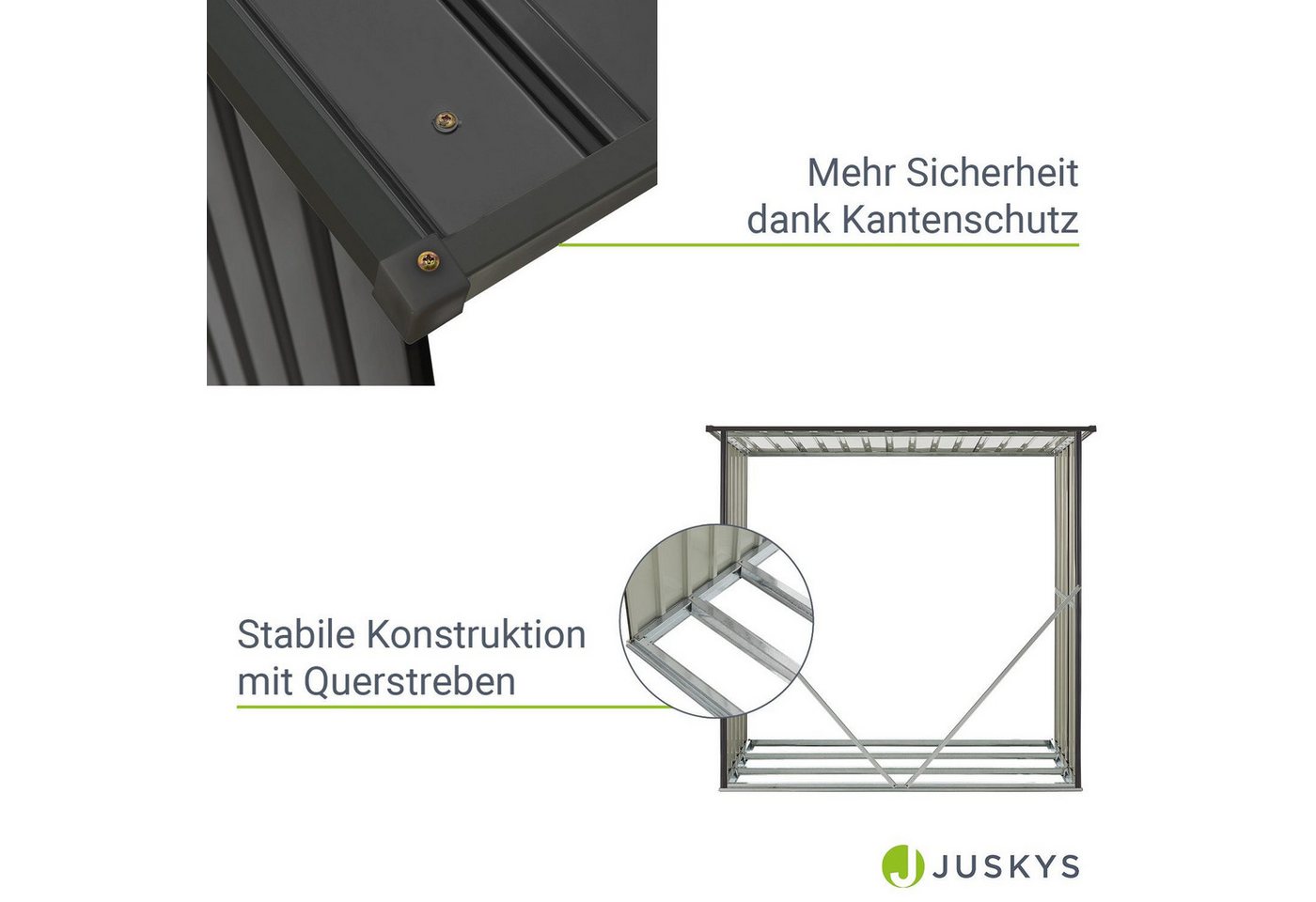 Juskys Kaminholzregal Enno, BxTxH:163x83x154 cm, 1 m² Grundfläche, wetterfeste, stabile Konstruktion – Bild 5 von 5