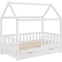 Juskys Kinderbett Marli, 80x160 cm, mit Dach, 2 Bettkästen, Rausfallschutz, 3 - 10 Jahre