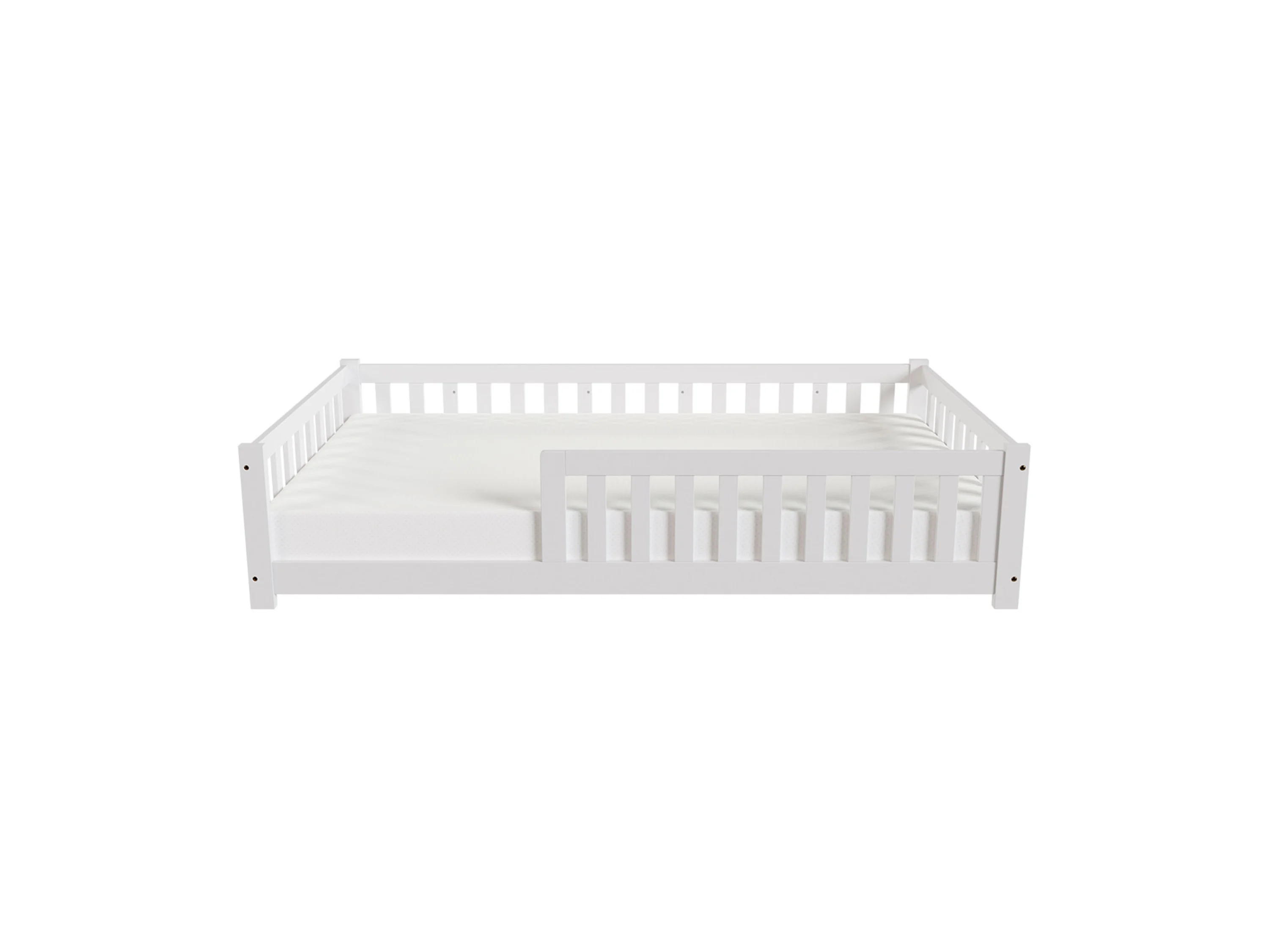 Juskys Kinderbett Naya, 120x200 cm Bodenbett aus Holz, mit Rausfallschutz & Lattenrost – Bild 2 von 4