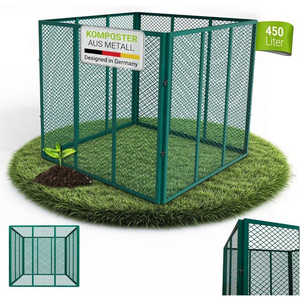 Juskys Komposter, 450 l, (1 St), Stecksystem, einfacher Aufbau, Verzinkt & Witterungsbeständig