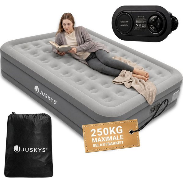 Juskys Luftmatratze Sapri, Doppel-Luftbett, selbstaufblasend, wasserdicht, inkl. Pumpe, Tasche