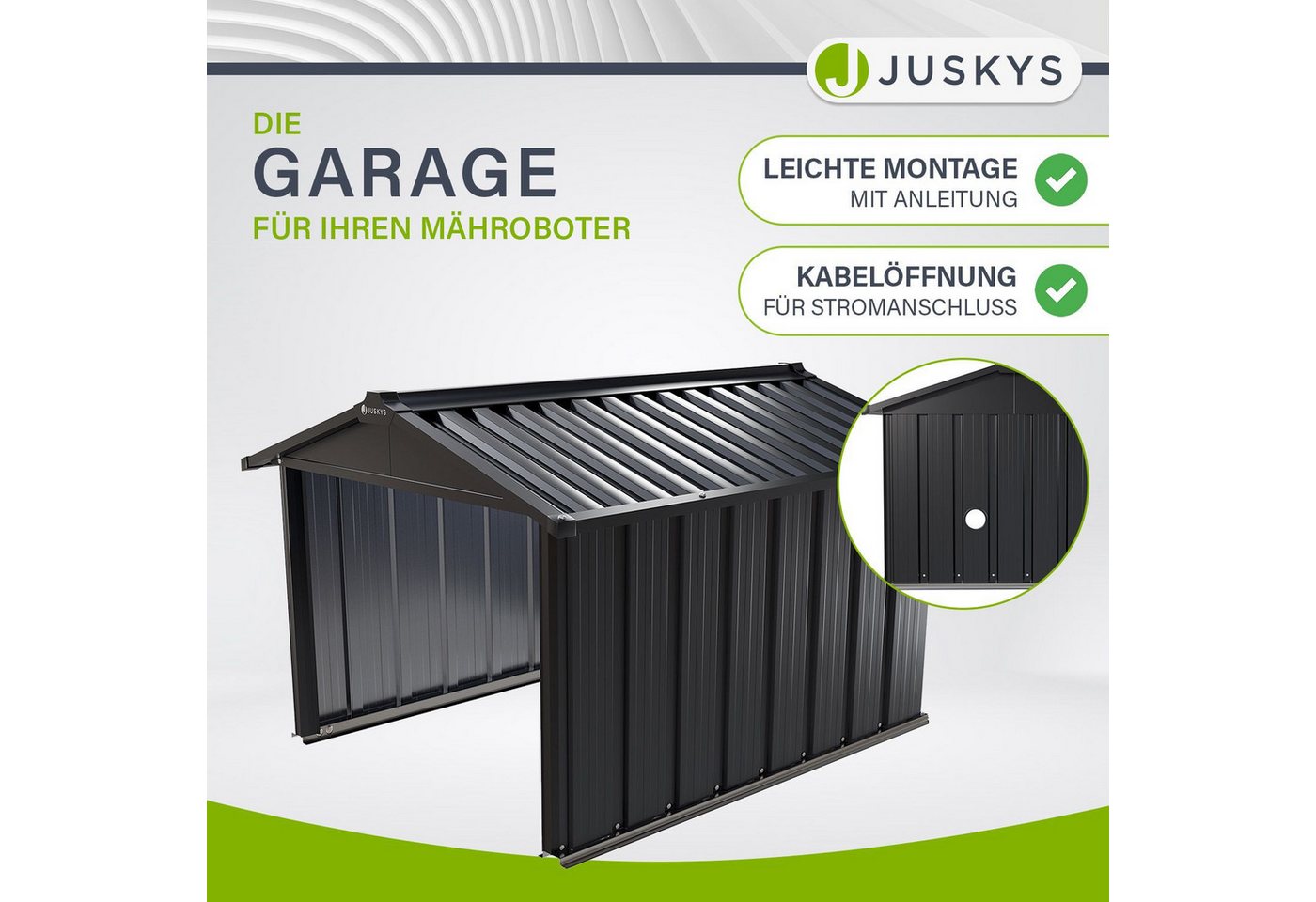 Juskys Mähroboter-Garage MGMT1, BxTxH: 89x98x63 cm, Langlebige Metall Konstruktion aus verzinktem Stahl – Bild 2 von 5