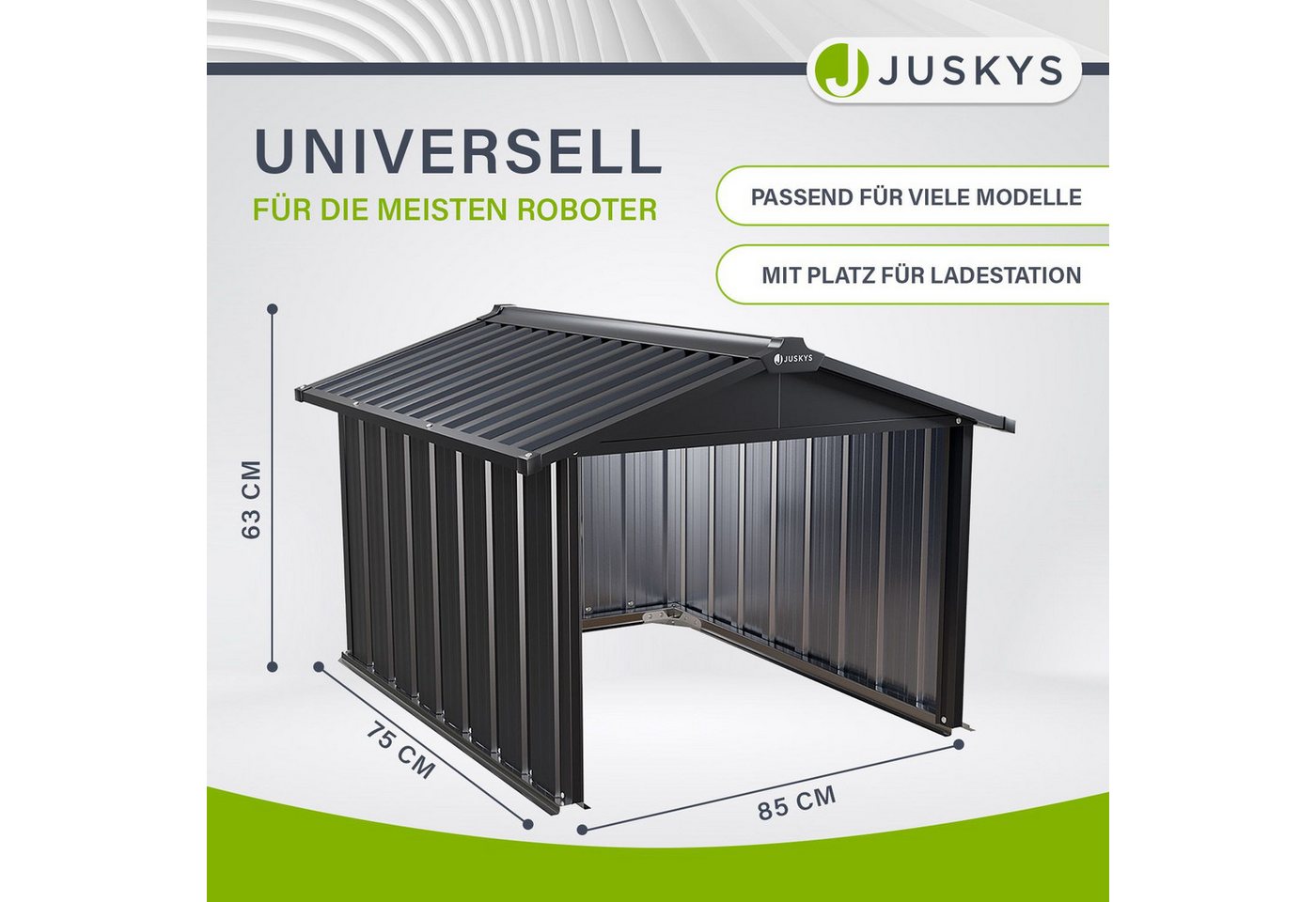 Juskys Mähroboter-Garage MGMT1, BxTxH: 89x98x63 cm, Langlebige Metall Konstruktion aus verzinktem Stahl – Bild 3 von 5