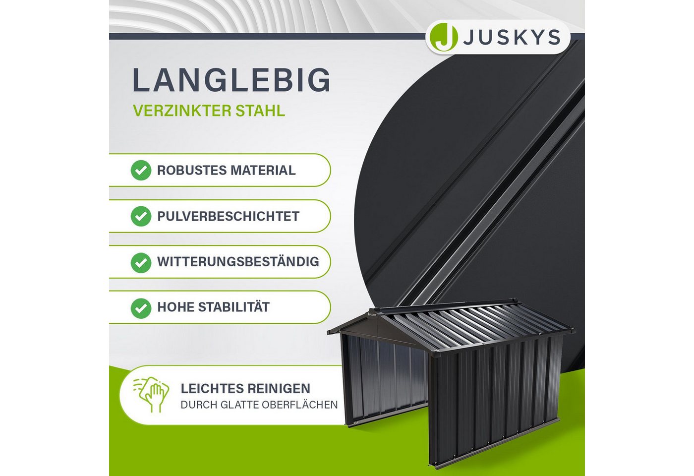 Juskys Mähroboter-Garage MGMT1, BxTxH: 89x98x63 cm, Langlebige Metall Konstruktion aus verzinktem Stahl – Bild 5 von 5