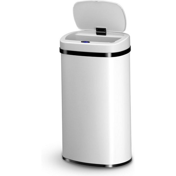 Juskys Mülleimer, 50 L, rostfrei, intelligenter Sensor, batteriebetrieben, geräuscharm
