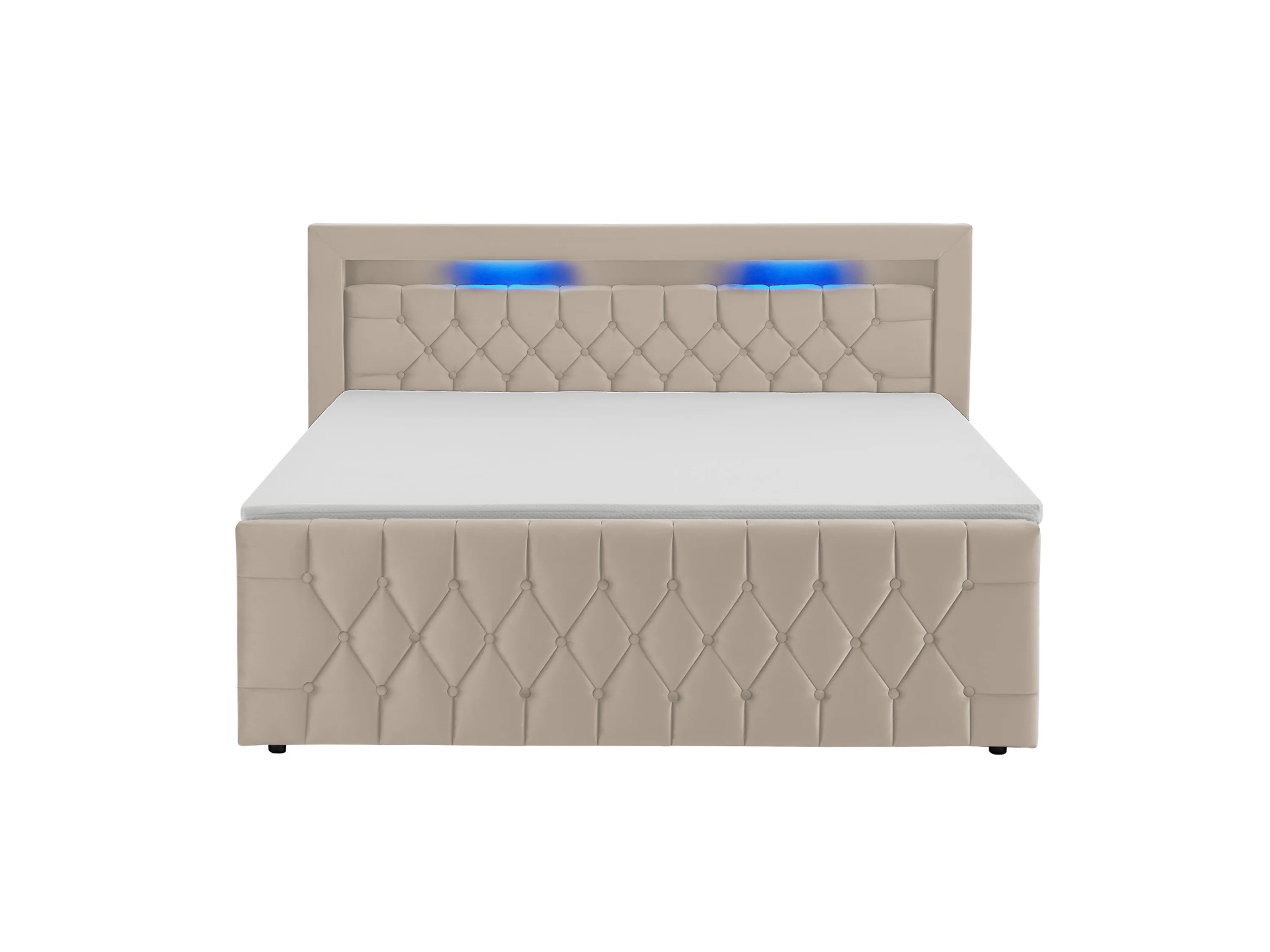 Juskys Polsterbett Leona, 180x200 cm, Boxspringbett-Optik, Samt-Bezug, LED-Licht, H4 Matratze – Bild 4 von 4