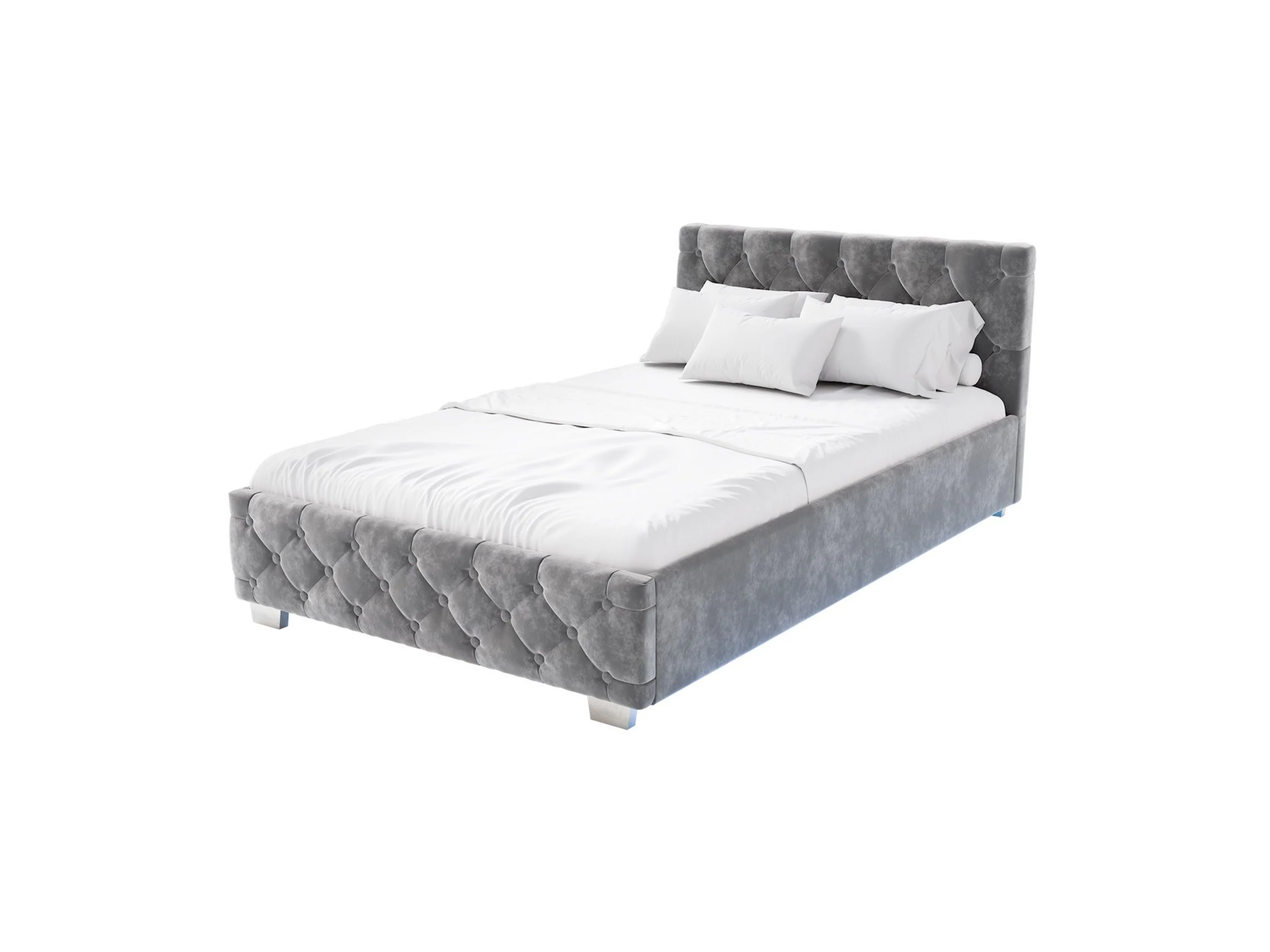 Juskys Polsterbett Nizza, Stauraum, LED Licht, Chesterfield Steppung, Samtbezug – Bild 2 von 4