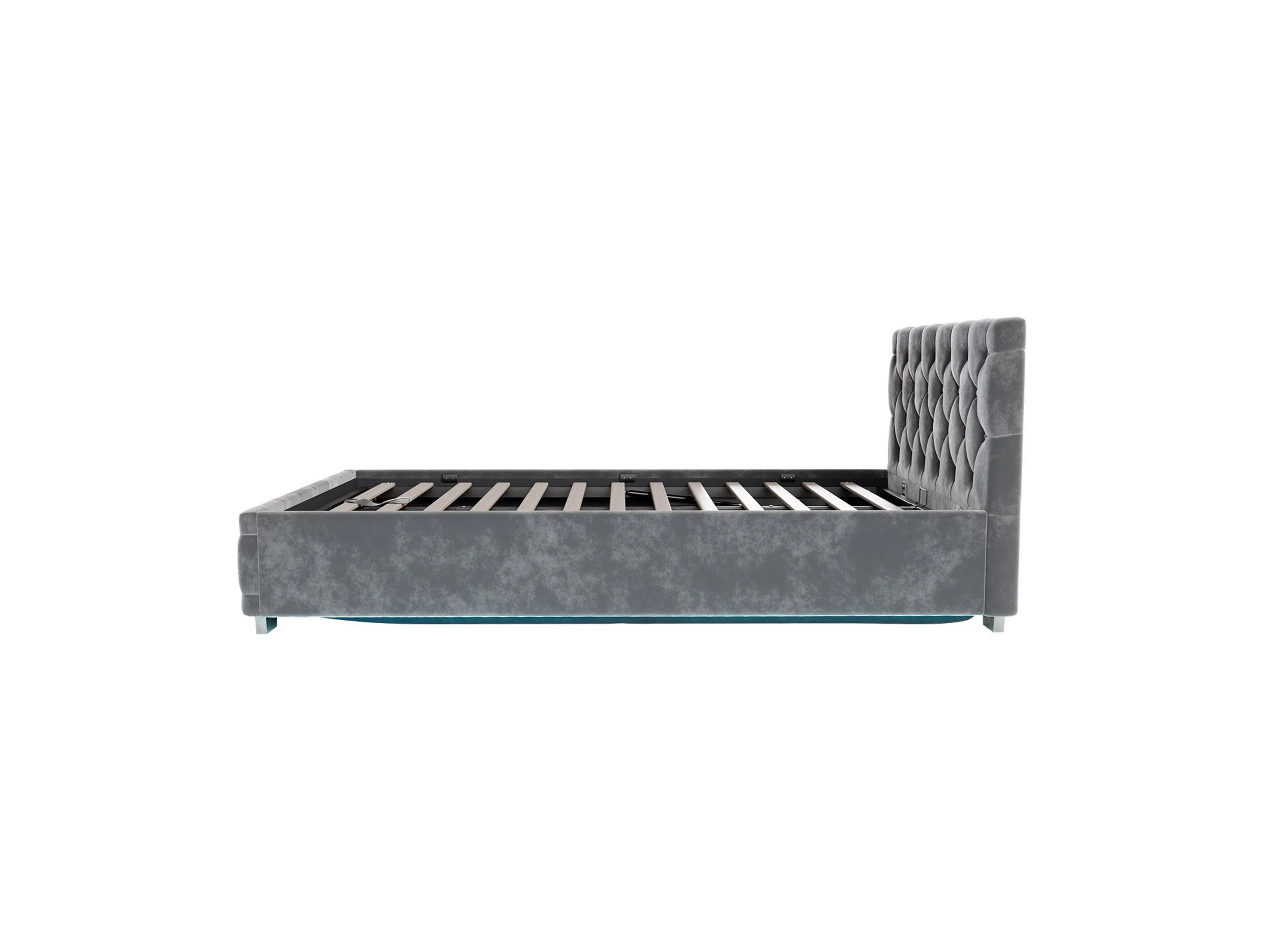 Juskys Polsterbett Nizza, Stauraum, LED Licht, Chesterfield Steppung, Samtbezug – Bild 4 von 4