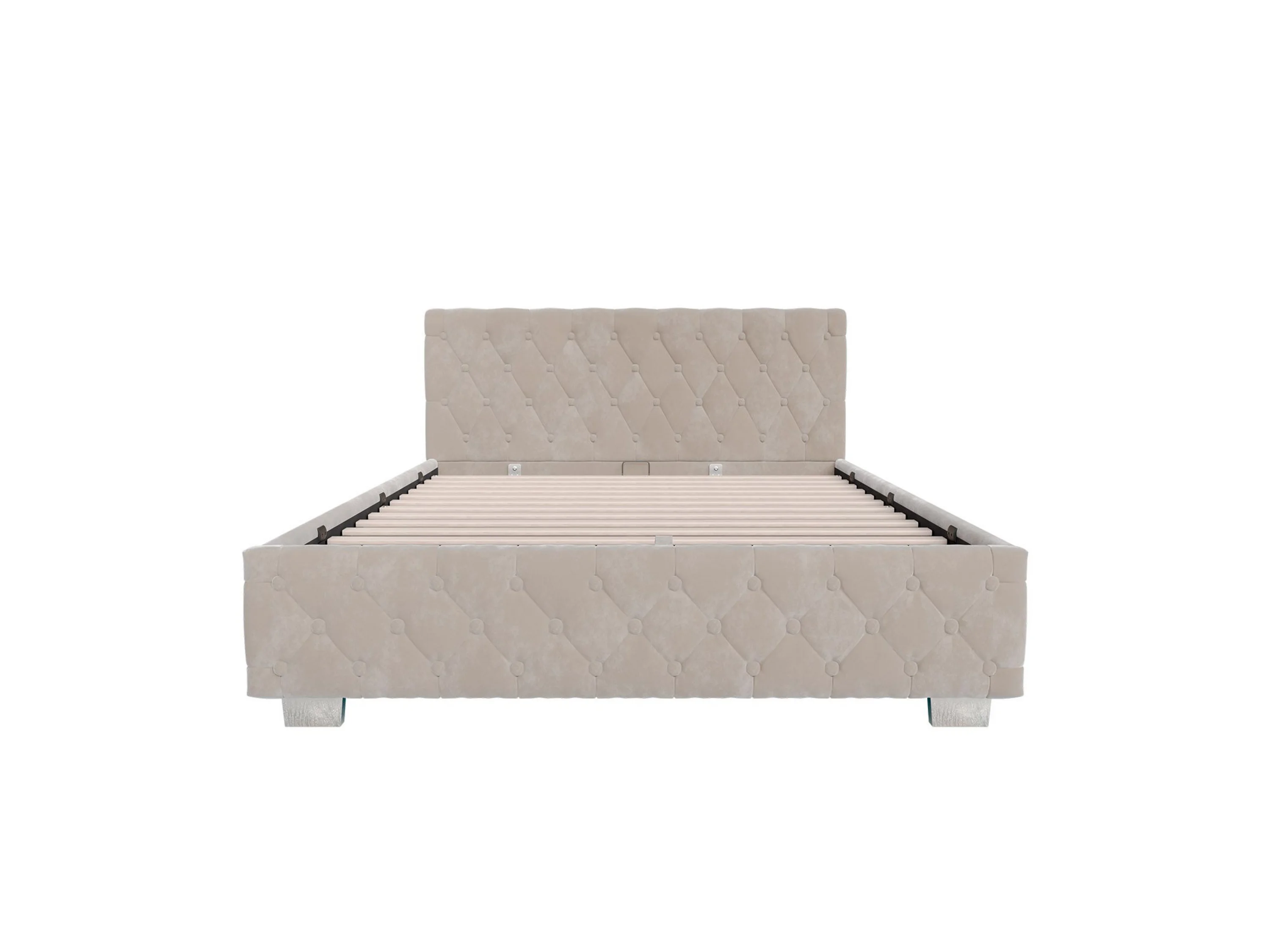 Juskys Polsterbett Nizza, Stauraum, LED Licht, Chesterfield Steppung, Samtbezug – Bild 3 von 4