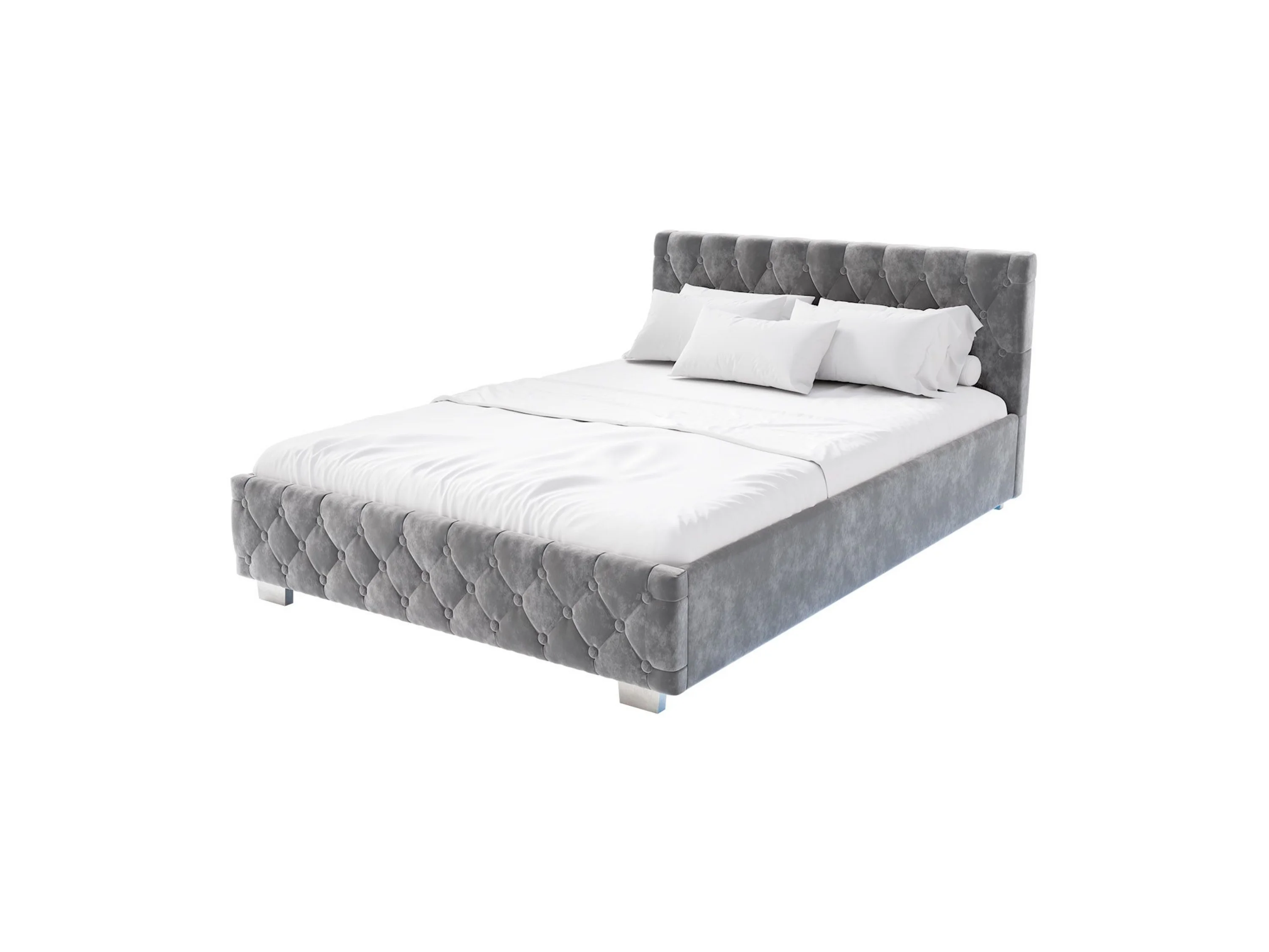 Juskys Polsterbett Nizza, Stauraum, LED Licht, Chesterfield Steppung, Samtbezug – Bild 2 von 4