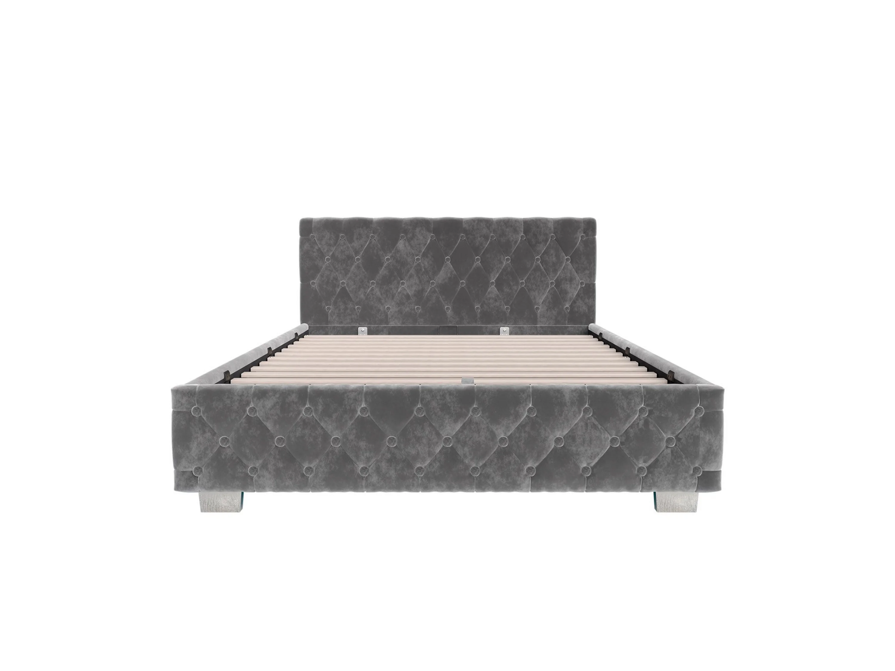 Juskys Polsterbett Nizza, Stauraum, LED Licht, Chesterfield Steppung, Samtbezug – Bild 3 von 4