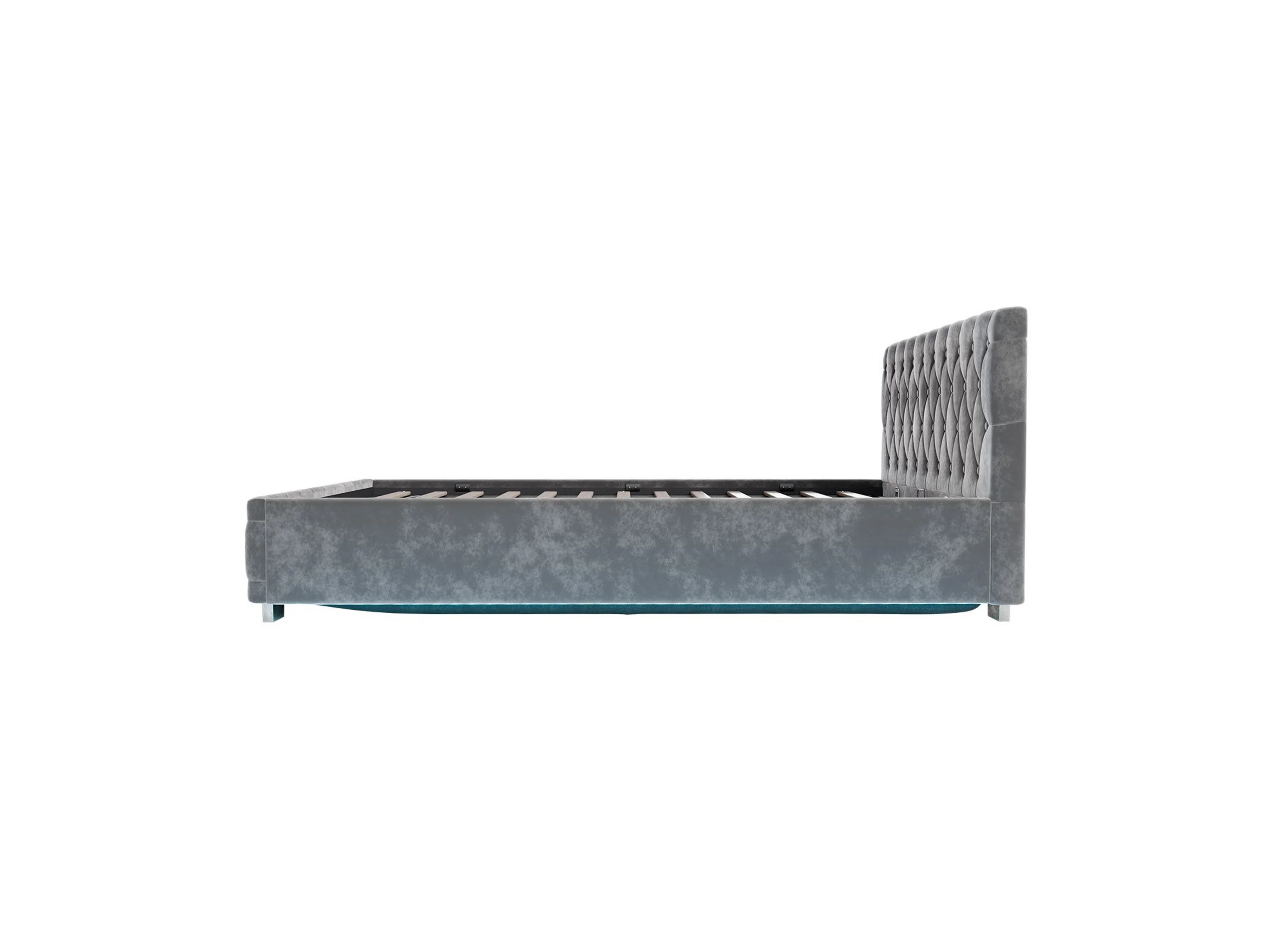 Juskys Polsterbett Nizza, Stauraum, LED Licht, Chesterfield Steppung, Samtbezug – Bild 4 von 4