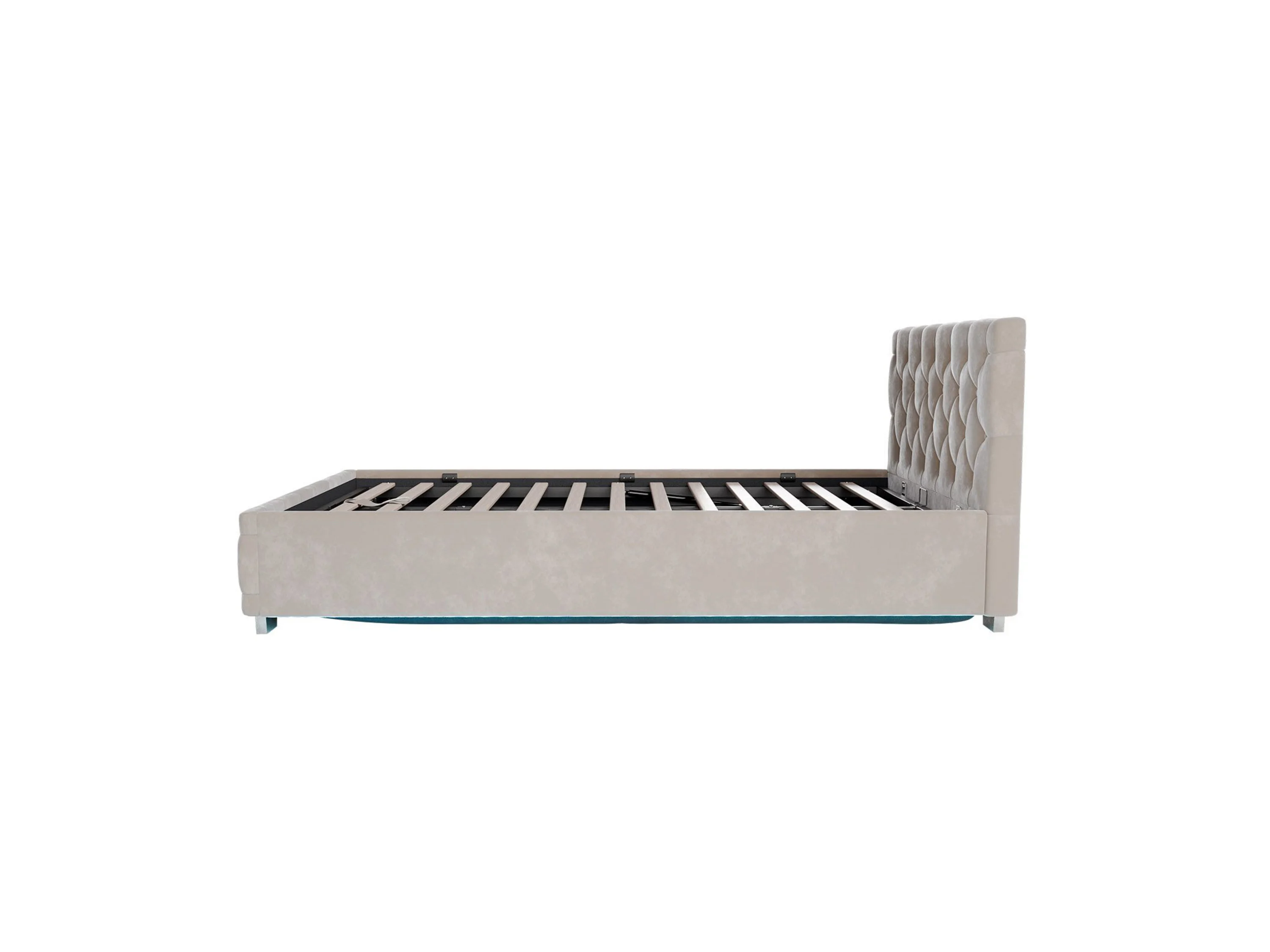 Juskys Polsterbett Nizza, Stauraum, LED Licht, Chesterfield Steppung, Samtbezug – Bild 4 von 4