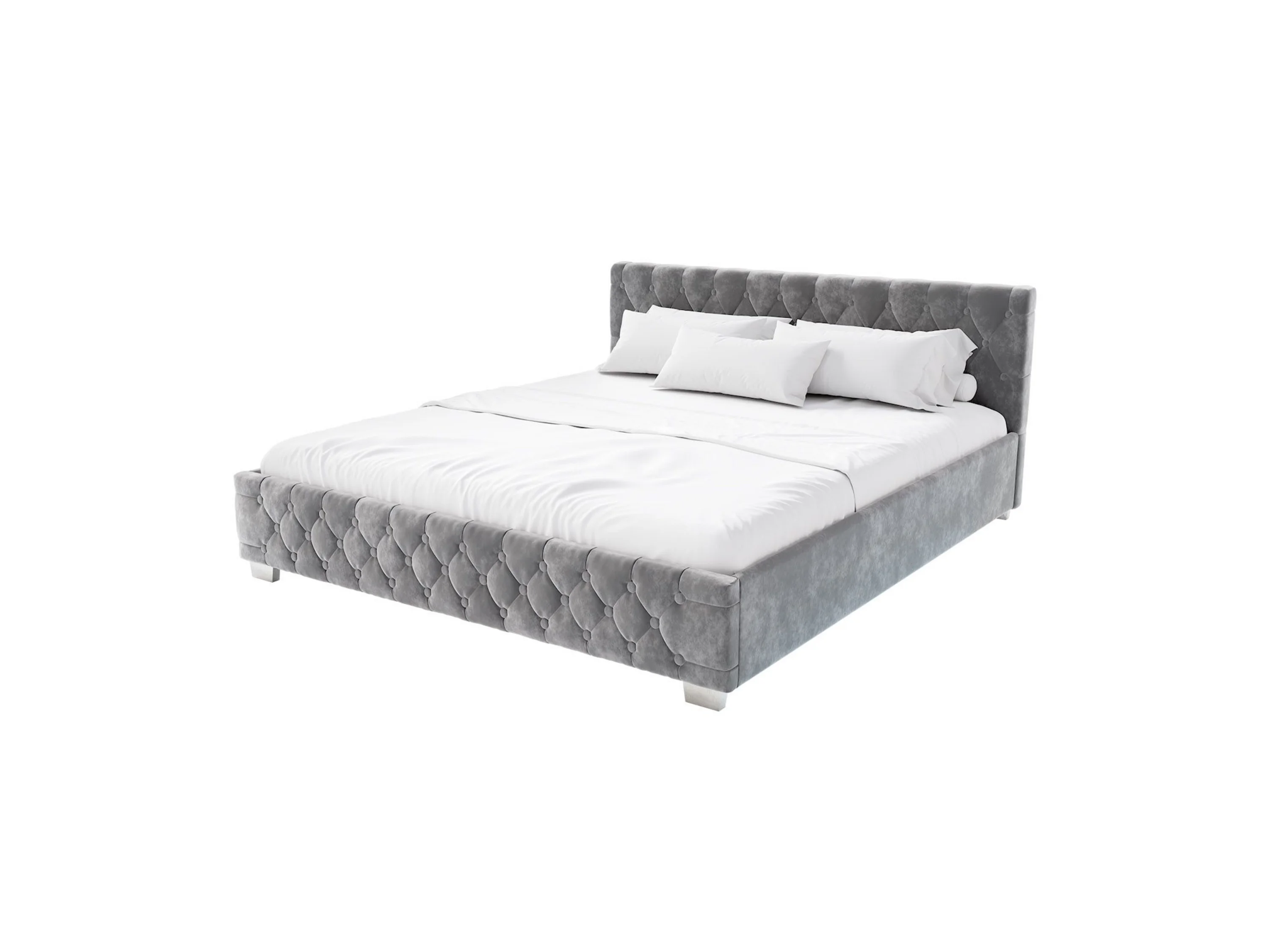 Juskys Polsterbett Nizza, Stauraum, LED Licht, Chesterfield Steppung, Samtbezug – Bild 2 von 4