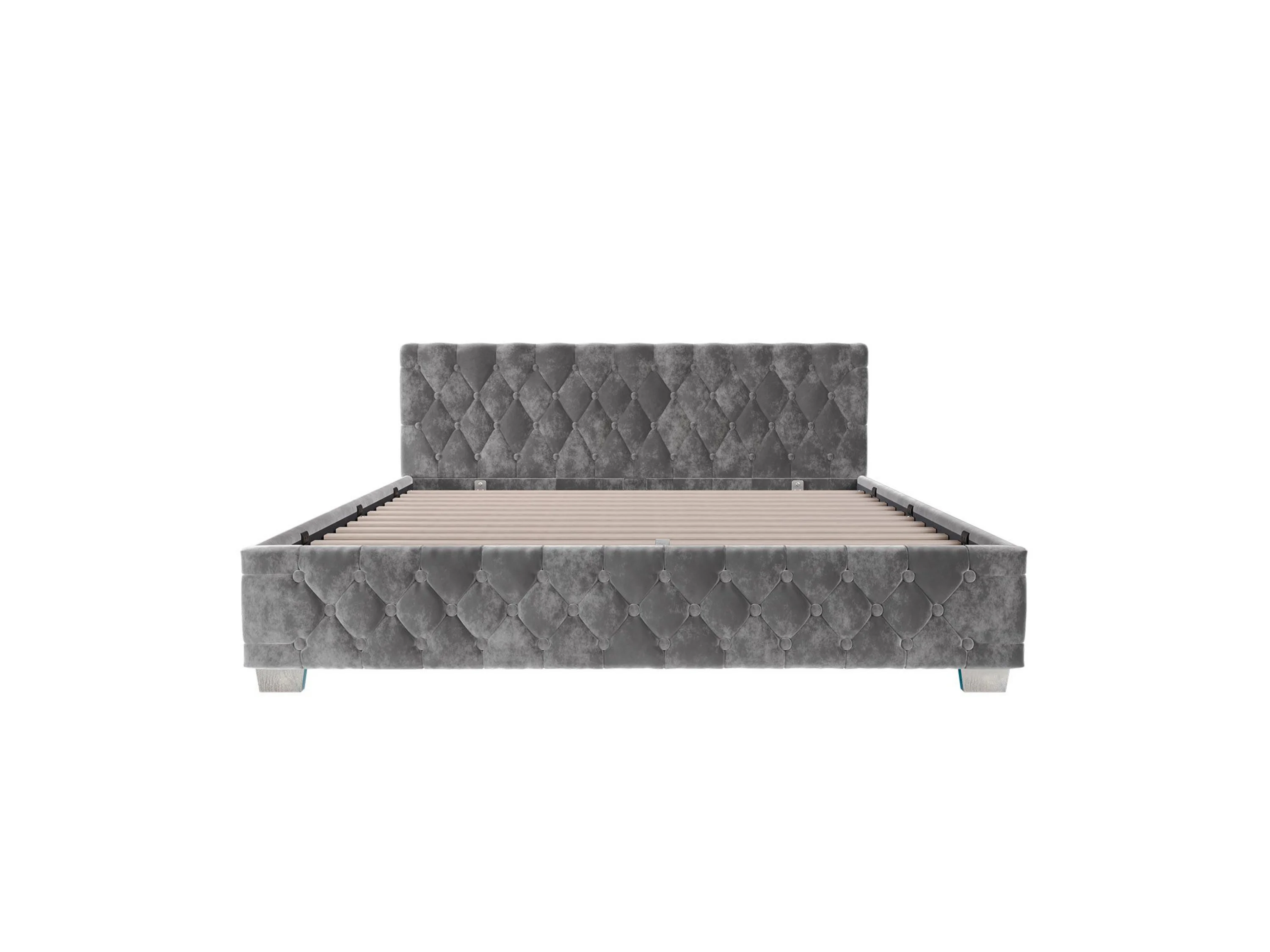 Juskys Polsterbett Nizza, Stauraum, LED Licht, Chesterfield Steppung, Samtbezug – Bild 3 von 4