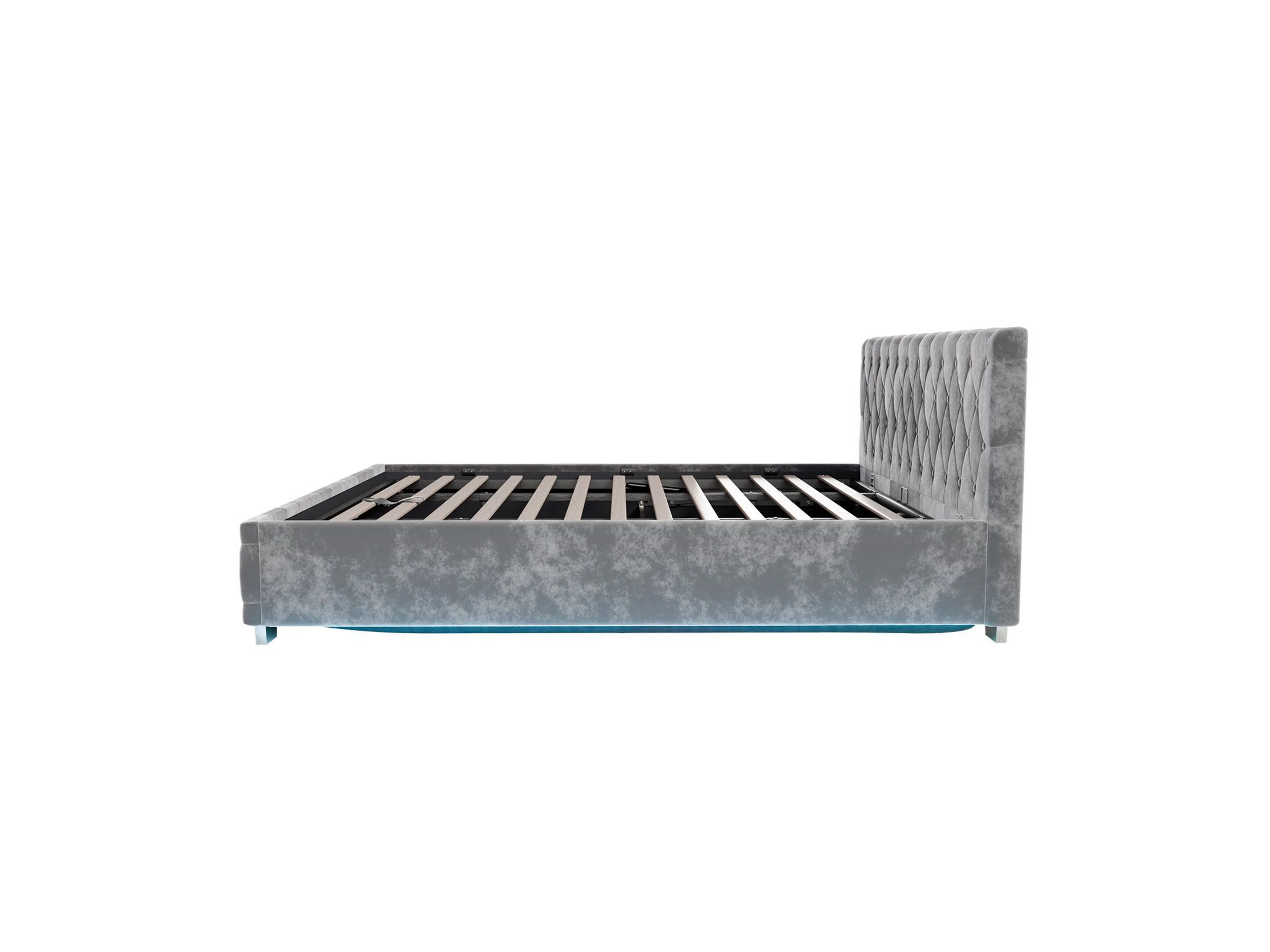 Juskys Polsterbett Nizza, Stauraum, LED Licht, Chesterfield Steppung, Samtbezug – Bild 4 von 4