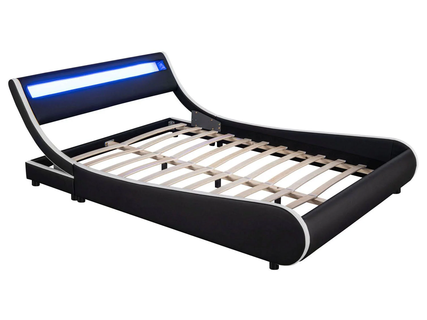 Juskys Polsterbett Valencia, 180 x 200 cm, Doppelbett mit Lattenrost, LED-Beleuchtung und Fernbedienung – Bild 4 von 4