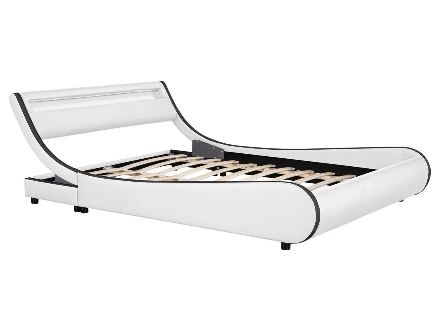 Juskys Polsterbett Valencia, 140 x 200 cm, Doppelbett mit Lattenrost, LED-Beleuchtung und Fernbedienung – Bild 3 von 4