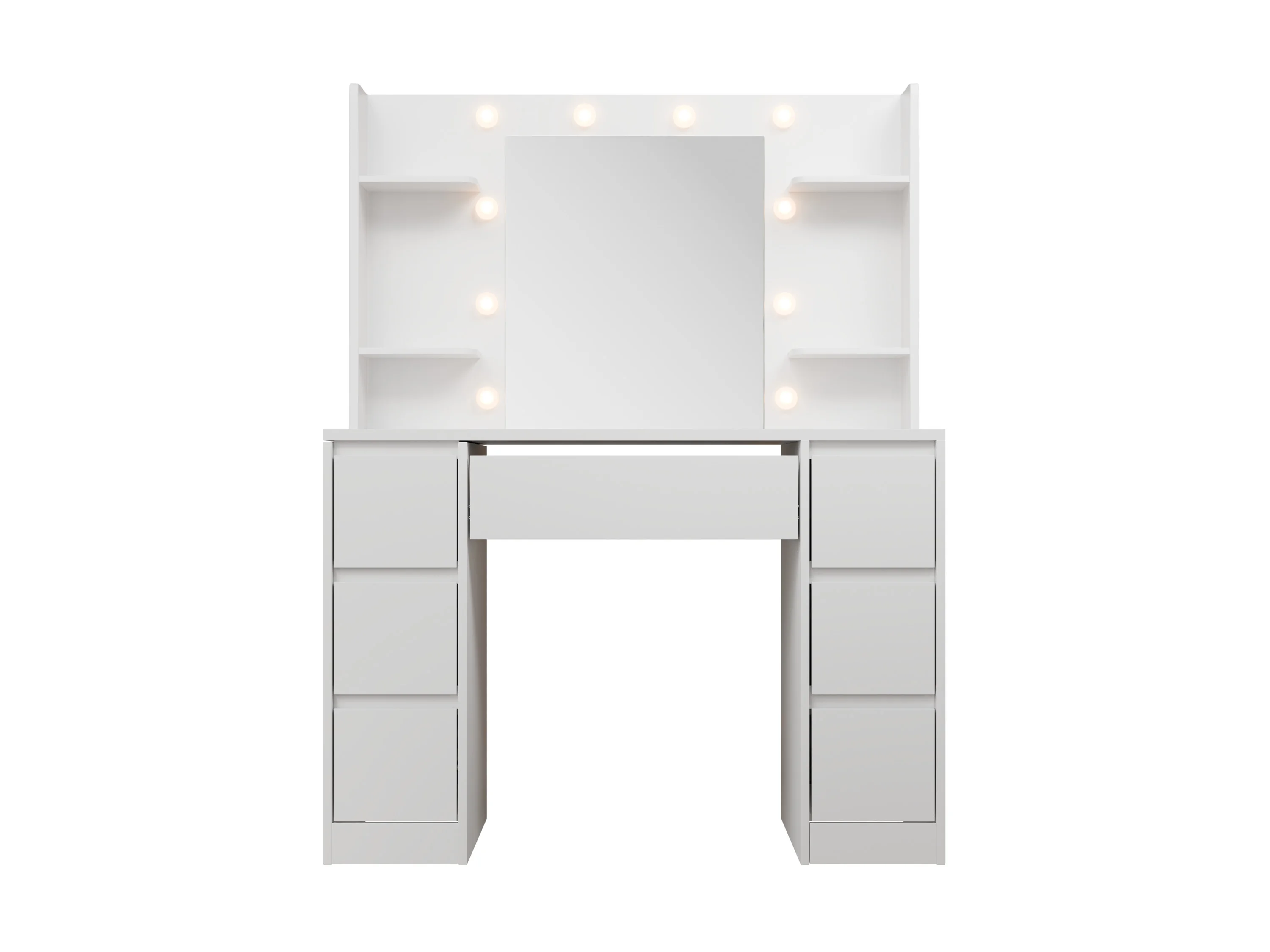 Juskys Schminktisch Malia, LED-Beleuchtung, 3 Helligkeitsstufen, modern, 7 Schubladen, Stauraum – Bild 3 von 4