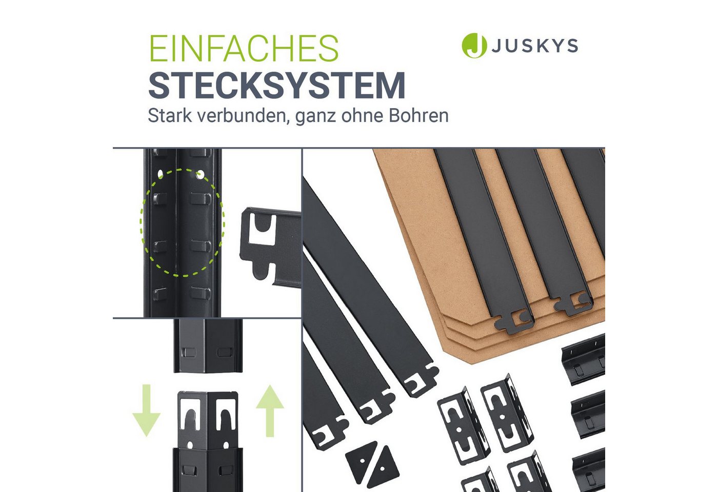 Juskys Schwerlastregal Easy, Set, 2er Set, 640 kg Traglast, 8 Böden, individueller Aufbau – Bild 3 von 5