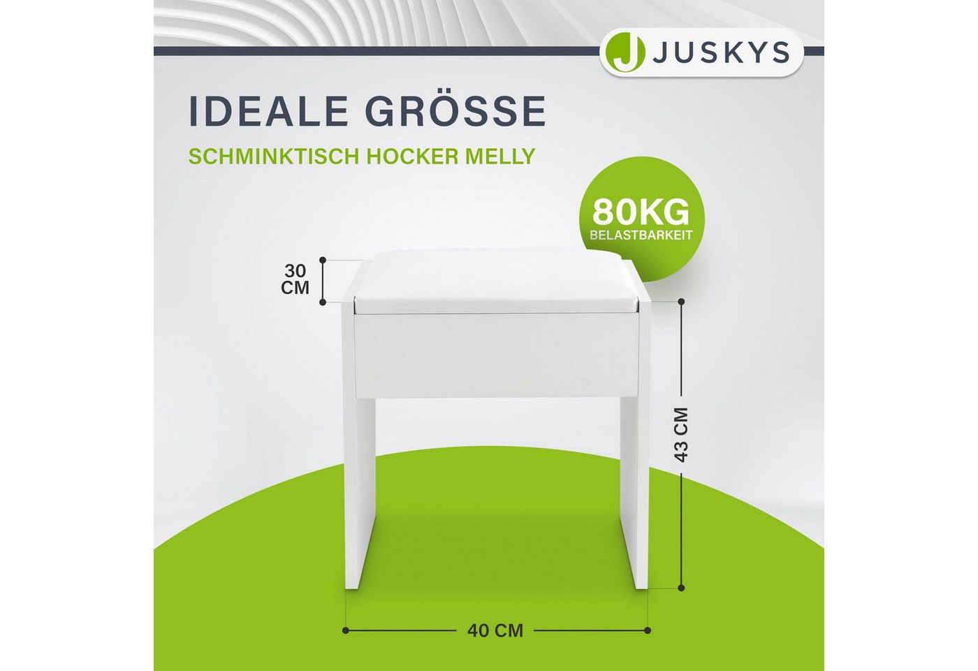 Juskys Sitzhocker Melly, 30x40x43 cm, hoher Sitzkomfort, beschichtet und kratzfeste Oberfläche – Bild 2 von 5