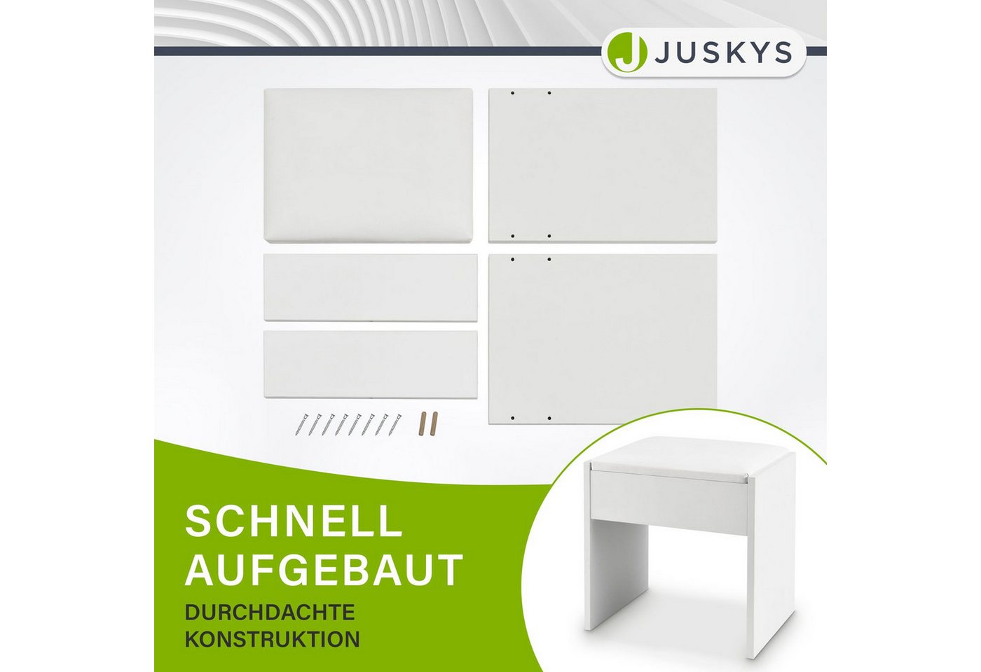 Juskys Sitzhocker Melly, 30x40x43 cm, hoher Sitzkomfort, beschichtet und kratzfeste Oberfläche – Bild 5 von 5