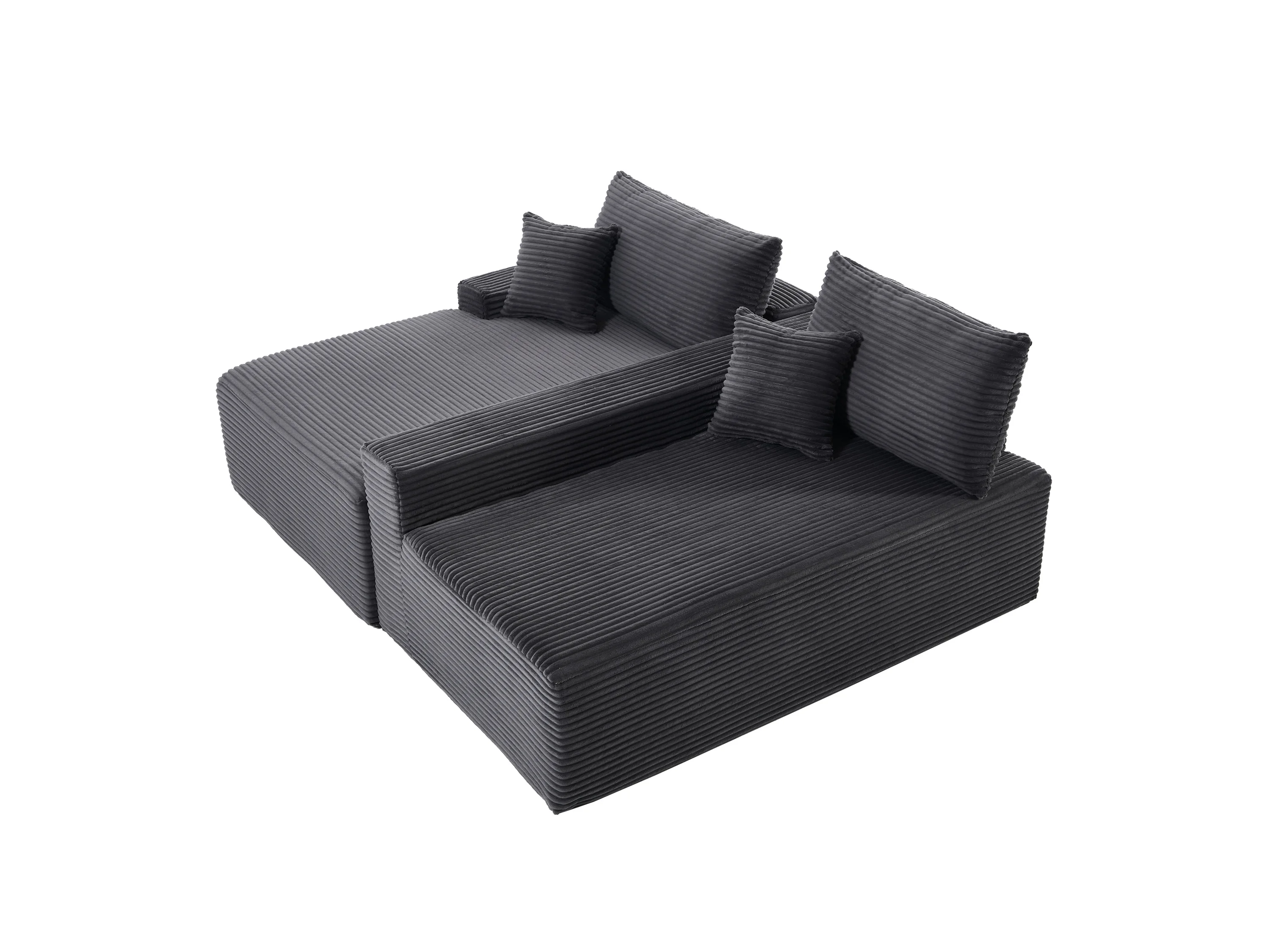 JUSKYS Sofa Coredo (Ottomane links, Cord dunkelgrau) – Bild 4 von 4