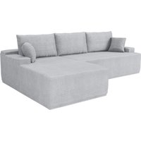 JUSKYS Sofa Coredo (Ottomane links, Cord Hellgrau)