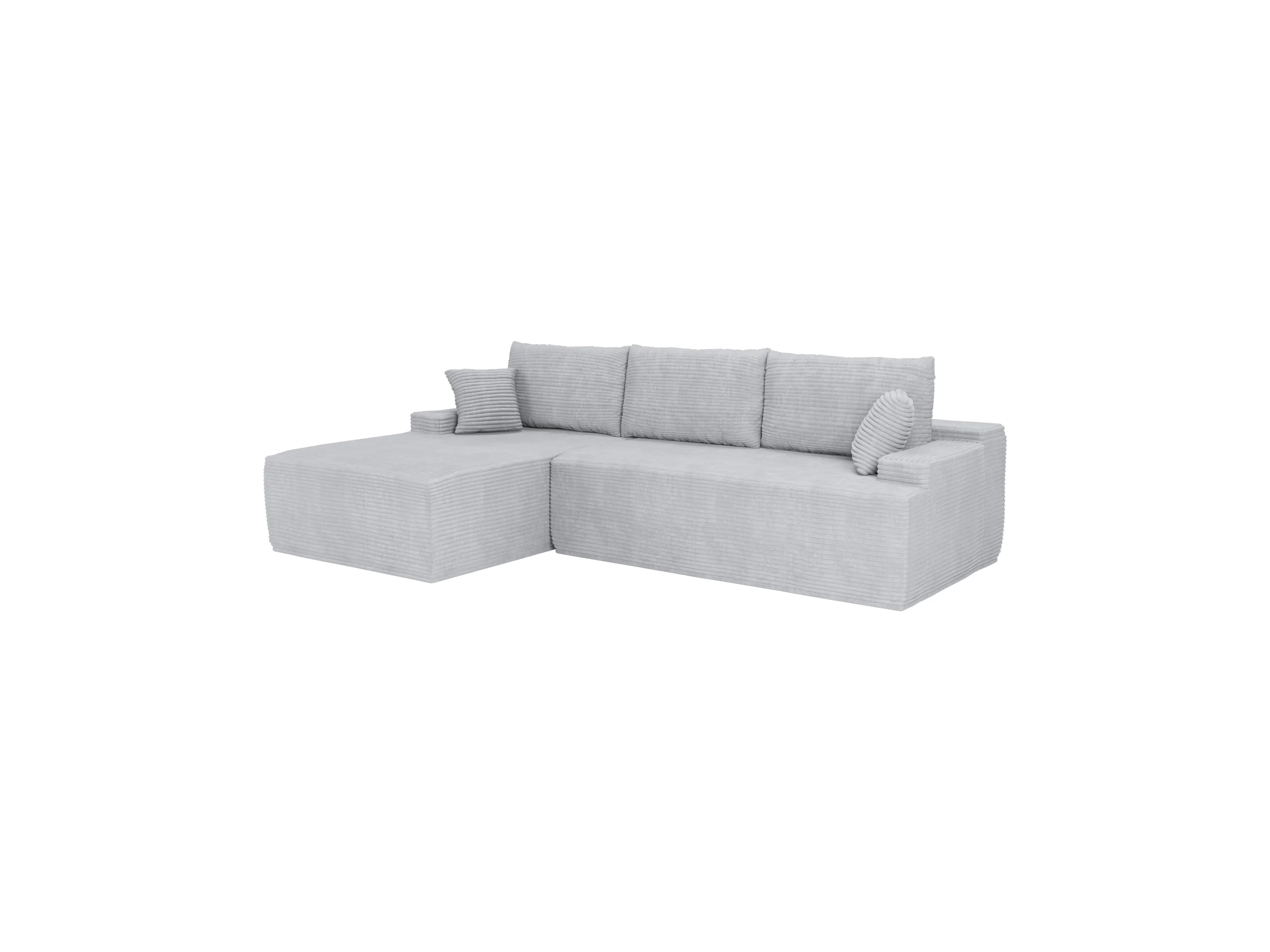 JUSKYS Sofa Coredo (Ottomane links, Cord Hellgrau) – Bild 3 von 4