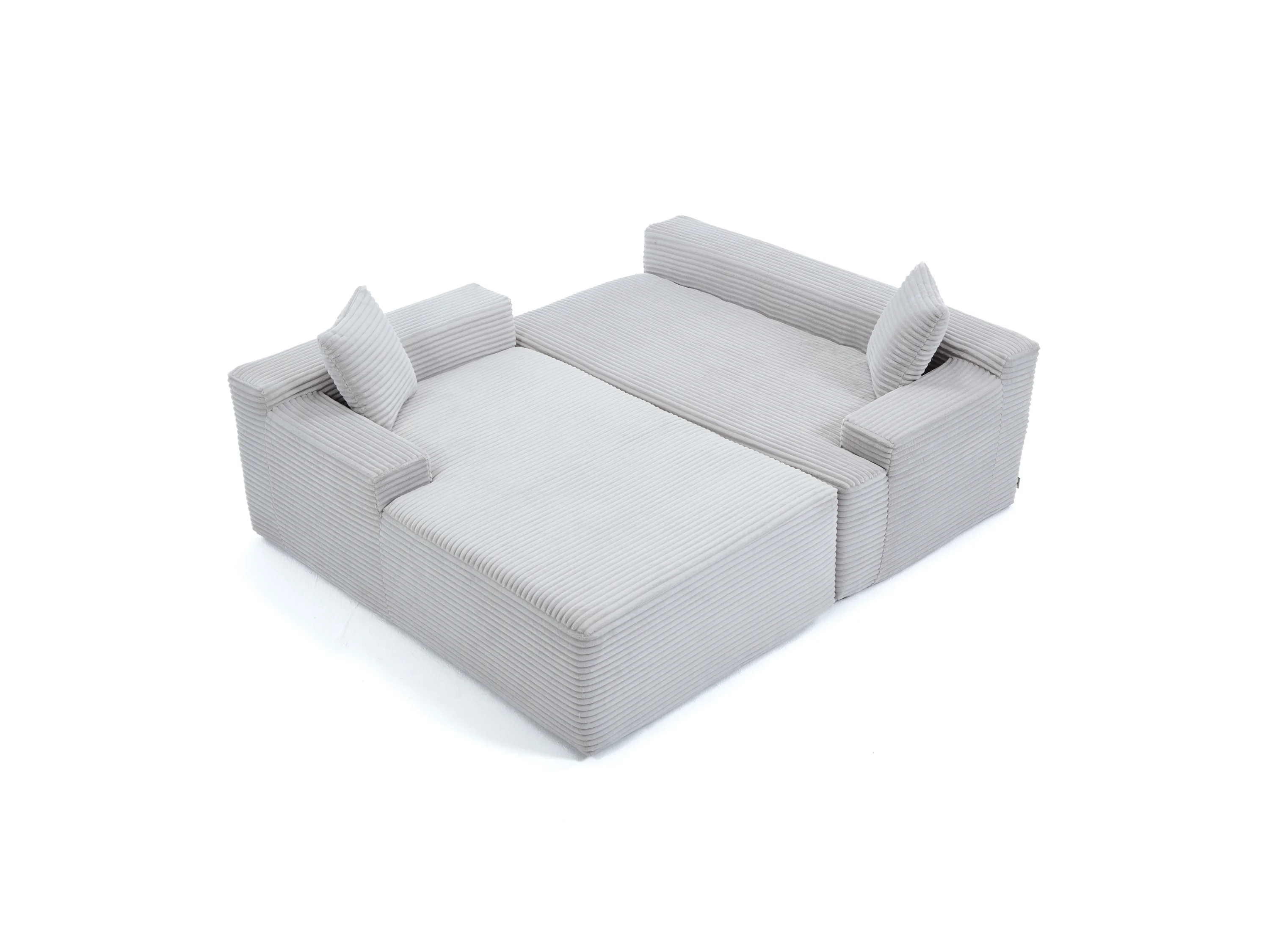 JUSKYS Sofa Coredo (Ottomane links, Cord Hellgrau) – Bild 4 von 4