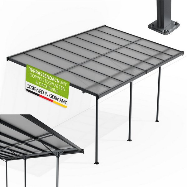 Juskys Terrassendach Borneo, BxT: 495x303 cm, 5x3 m, Regen- und Sonnenschutz, lichtdurchlässig, UV-Schutzfolie