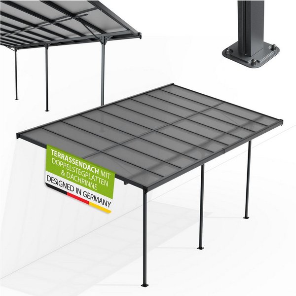 Juskys Terrassendach Borneo, BxT: 556x300 cm, 5,5x3 m, Regen- und Sonnenschutz, lichtdurchlässig, UV-Schutzfolie