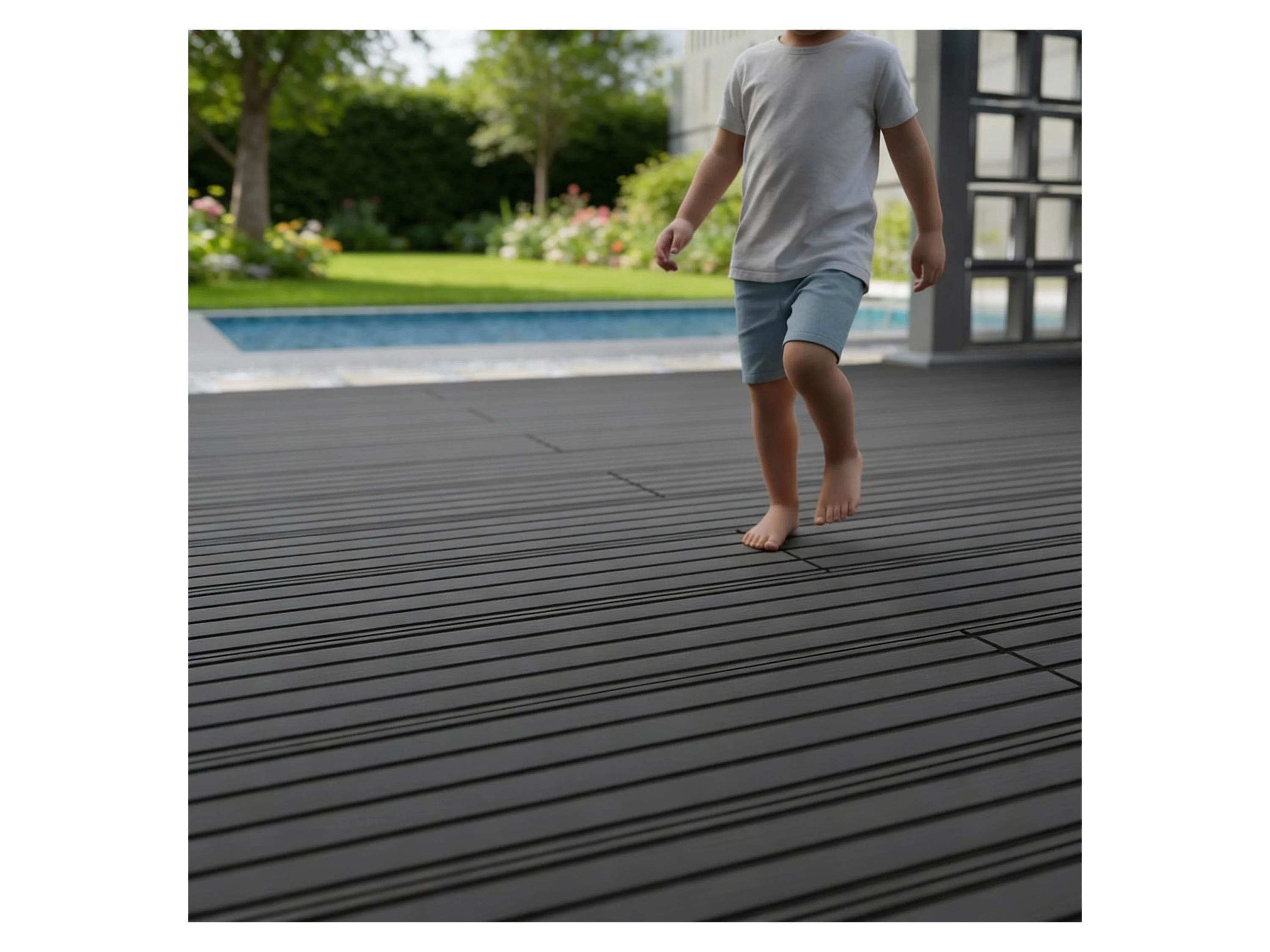 Juskys Terrassendielen, 20 m², BxL: je 14.6x220 cm, (60-St., 20 m), 20 m², Witterungsbeständig, Raue Oberfläche, 330 kg/m² belastbar – Bild 3 von 4