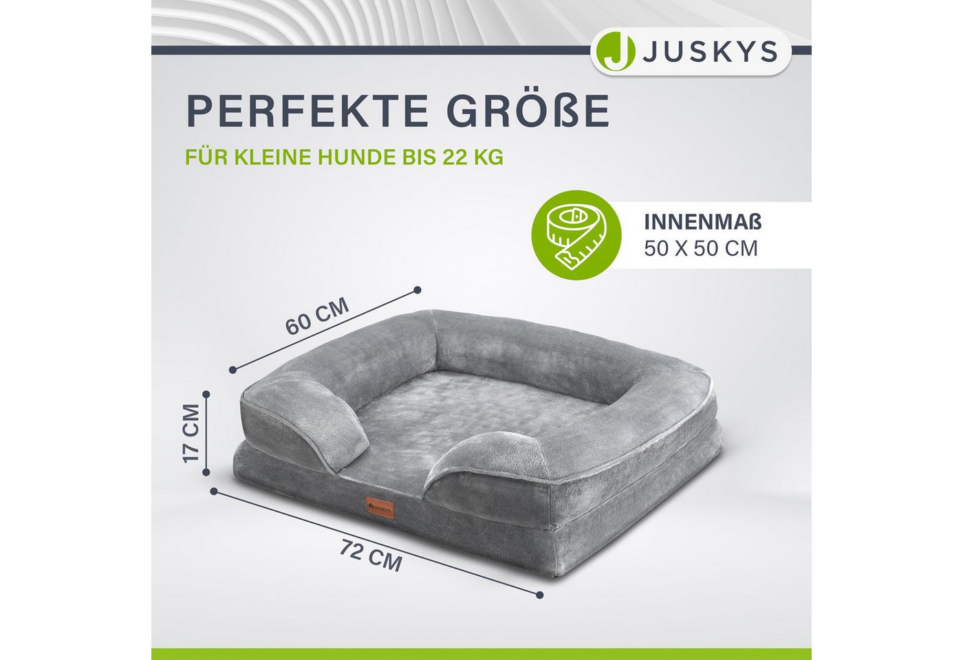 Juskys Tierbett Sheena, Stoff, Flanell (100 % Polyester), orthopädisch, waschbar und rutschfest, gepolsterter Rand – Bild 3 von 5