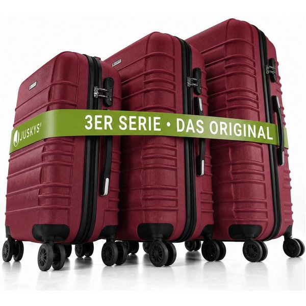 Juskys Trolleyset Rom, 4 Rollen, (3 tlg., 3-teilig), Aluminium, Rollen, Innenfutter, Ergonomische Griffe, 3er Set