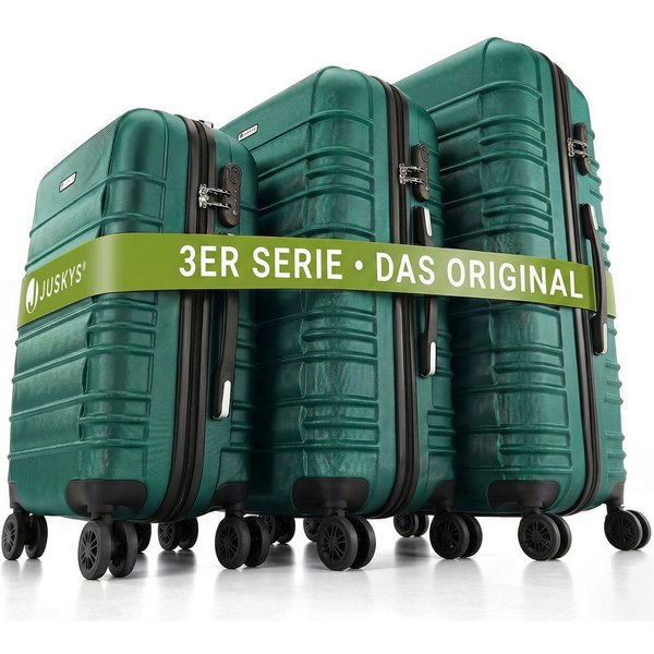 Juskys Trolleyset Rom, 4 Rollen, (3 tlg., 3-teilig), Aluminium, Rollen, Innenfutter, Ergonomische Griffe, 3er Set