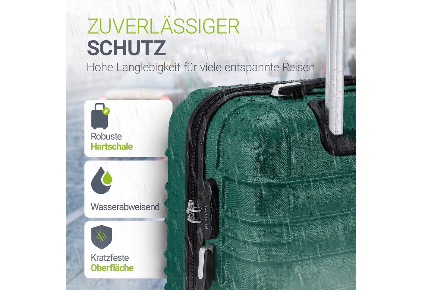 Juskys Trolleyset Rom, 4 Rollen, (3 tlg., 3-teilig), Aluminium, Rollen, Innenfutter, Ergonomische Griffe, 3er Set – Bild 3 von 5