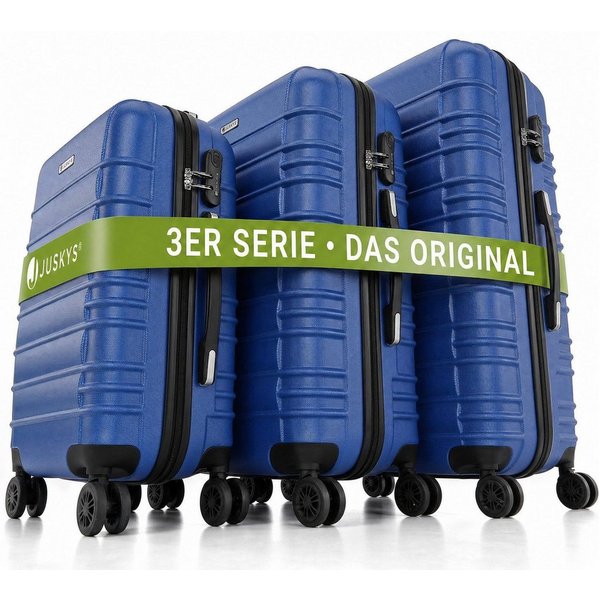 Juskys Trolleyset Rom, 4 Rollen, (3 tlg., 3-teilig), Aluminium, Rollen, Innenfutter, Ergonomische Griffe, 3er Set