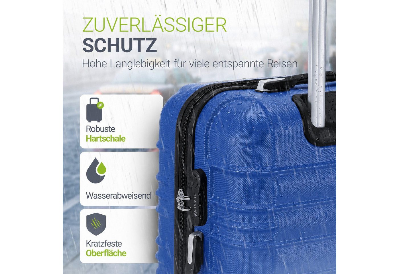 Juskys Trolleyset Rom, 4 Rollen, (3 tlg., 3-teilig), Aluminium, Rollen, Innenfutter, Ergonomische Griffe, 3er Set – Bild 3 von 5